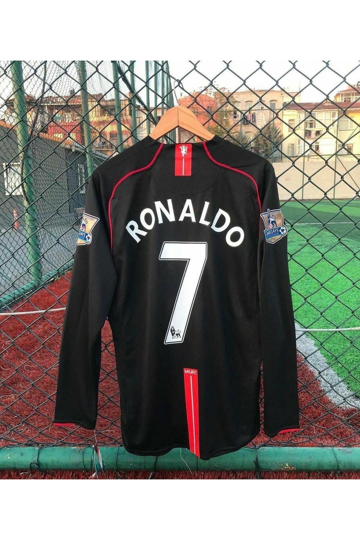 kombinezyum Manchester United 07/08 #7 C.RONALDO Uzun Kollu Retro Forma (BLACK)