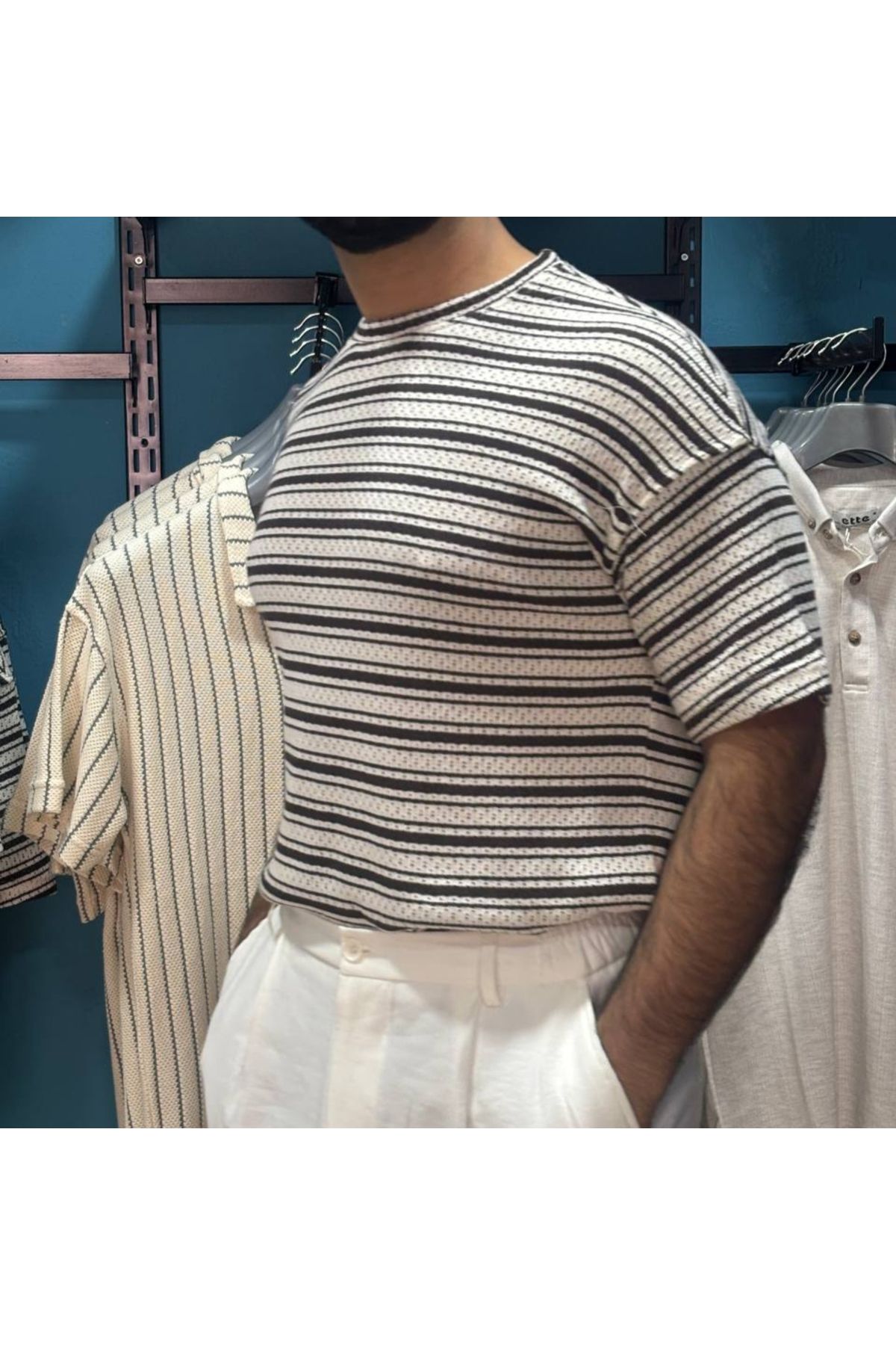 mai butik erkek çizgili tişört