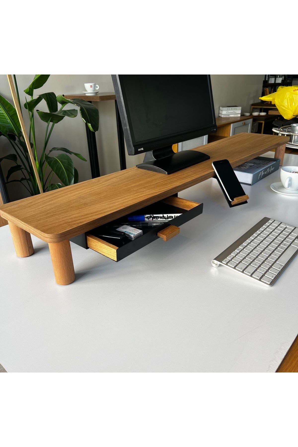 Atolye10 Monitör yükseltici - Ekran yükseltici – Ahşap monitör standı – Desk shelf