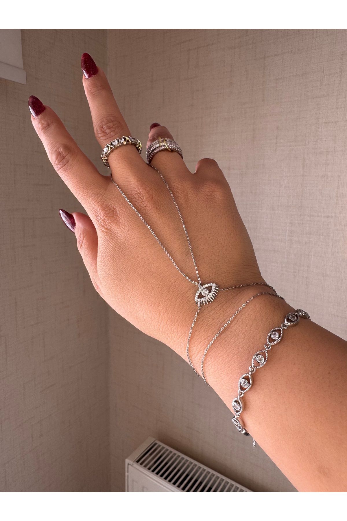 MOD10 Helen Jewerly göz detay zirkon taşlı çelik Şahmeran
