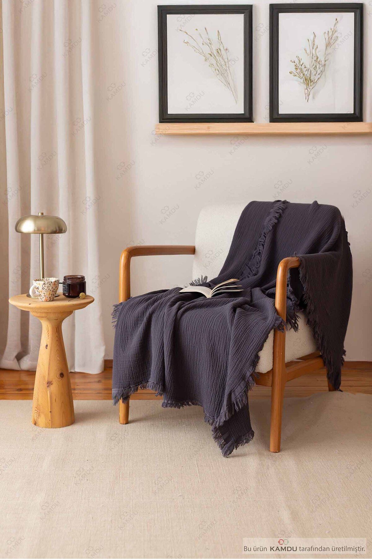 CASMAYA 100x200cm Berjer Örtüsü %100 Müslin Pamuk Koltuk Örtüsü, Çok Amaçlı Örtü, Tv Örtüsü