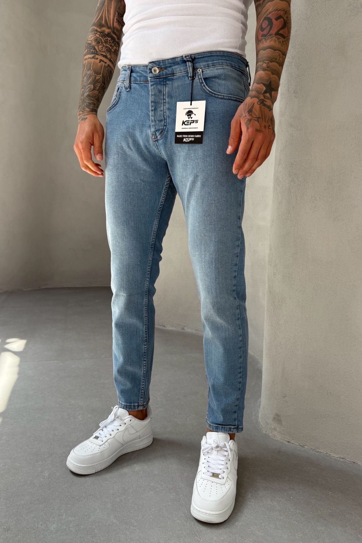 MADZEYMODA Slim Fit Dar Kesim Denim Kumaş Erkek Mavi Jean Kot Şort KE-427