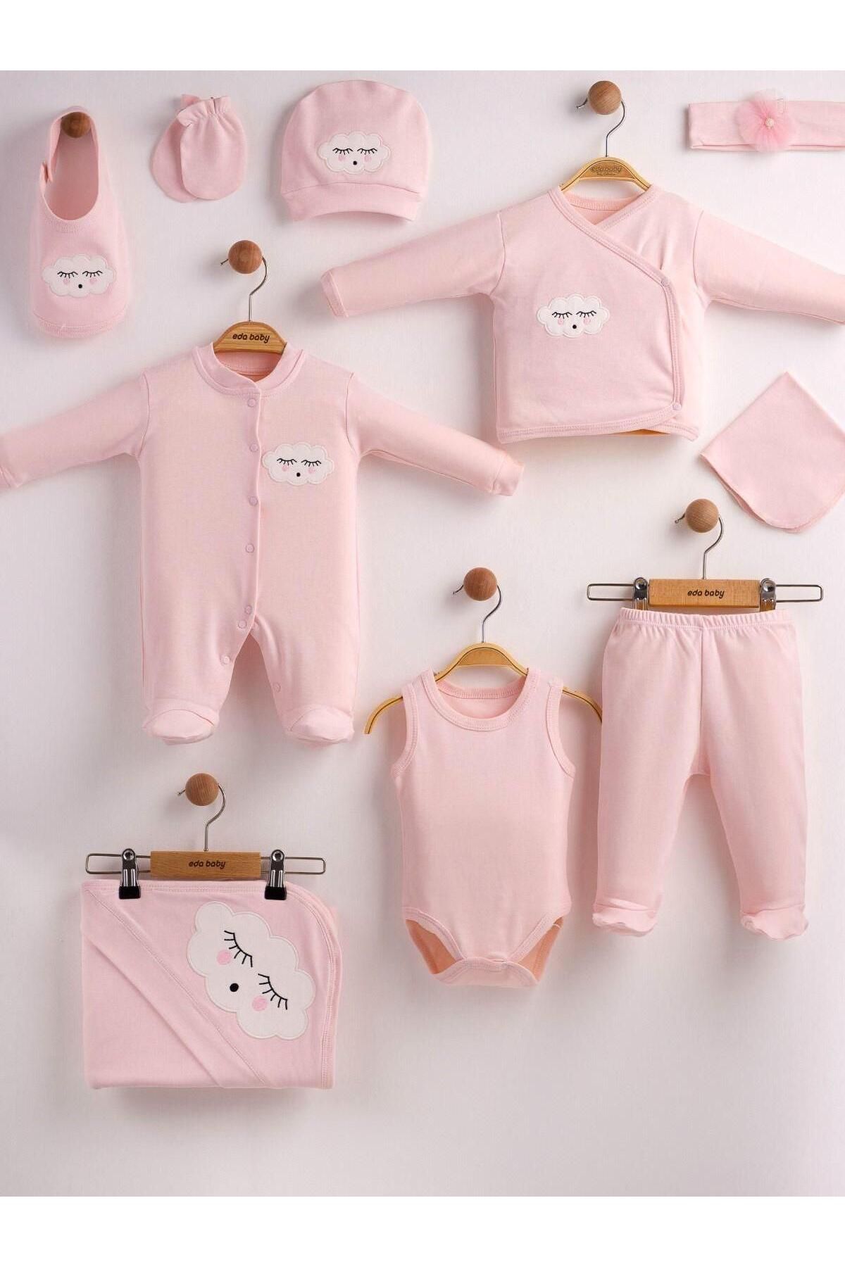 Papyon Baby Kids Bulut Aplikeli Yenidoğan Kız Bebek 10lu Hastane Çıkış Seti