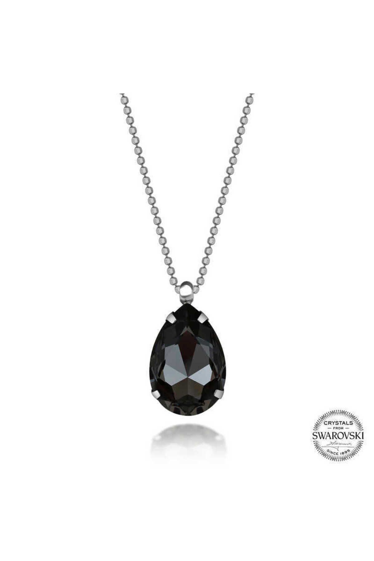 Emperium Crystal Taşlı Top Zincir Damla Gümüş Kadın Kolye