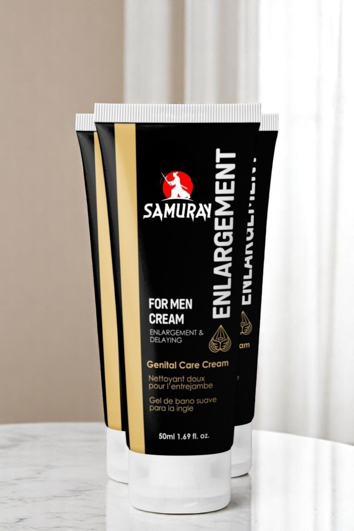 SAMURAY 3 Adet - Geciktirmeye Yardımcı ve Büyütücülü 50 ml Krem ile Cinsel Sağlığınızı Destekleyin