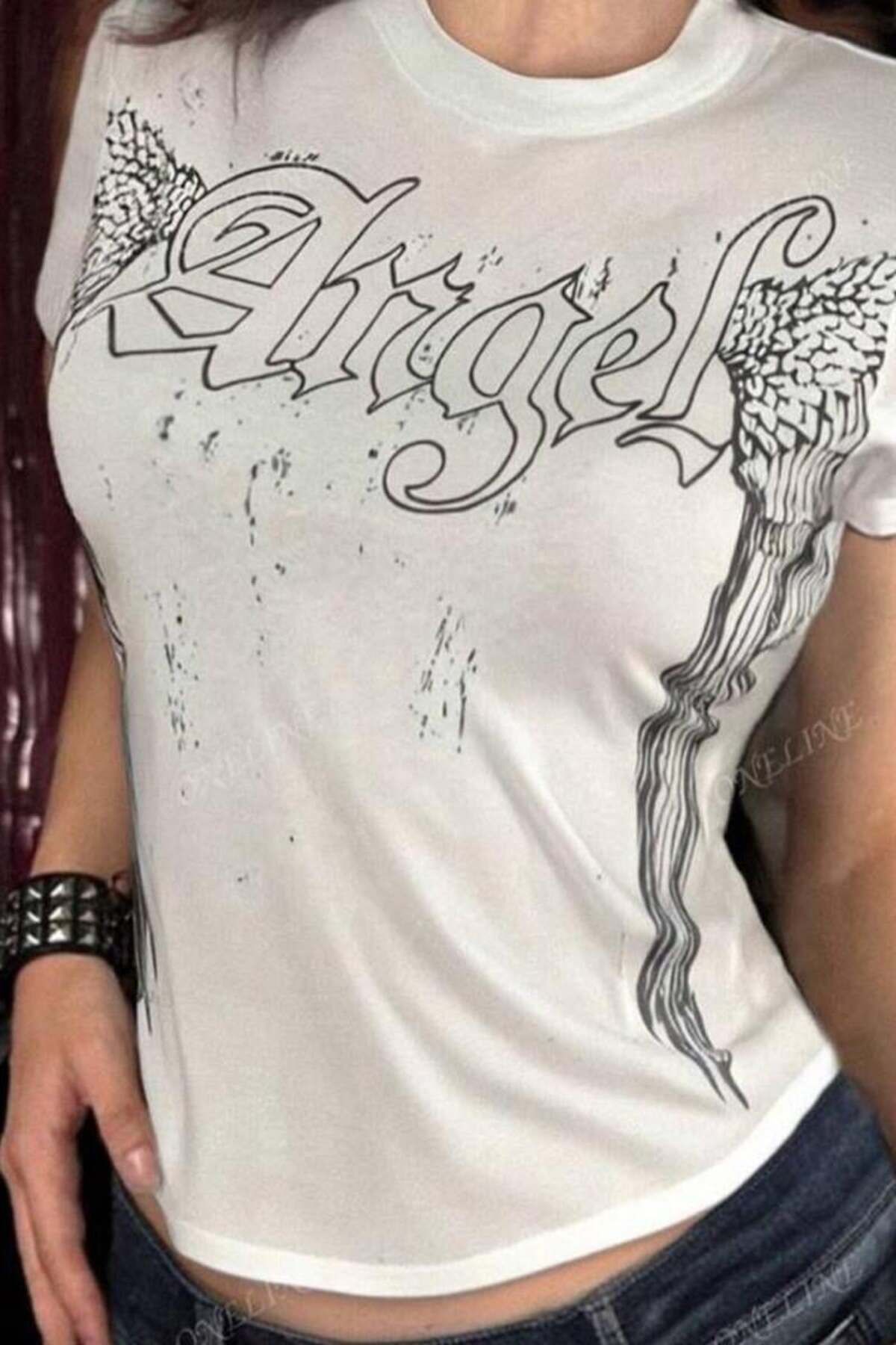BALİNA Beyaz Angel Wings Kısa Kollu Crop Bluz THE SOLO