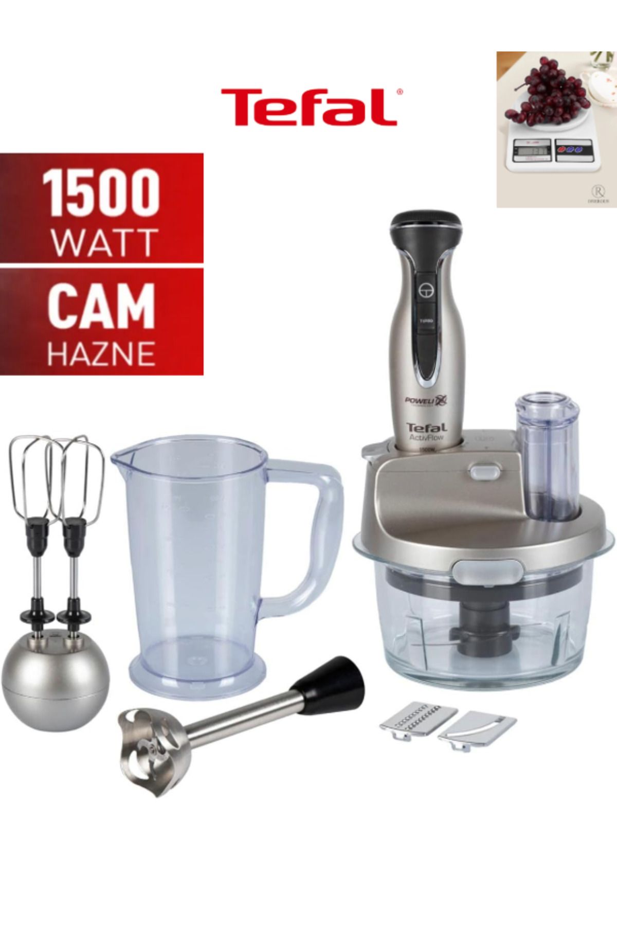 TEFAL Birinci Sınıf 1,5L Cam Hazne - Buz Kırma - Paslanmaz Çelik 4 Bıçaklı Blender 1500W - 910004672
