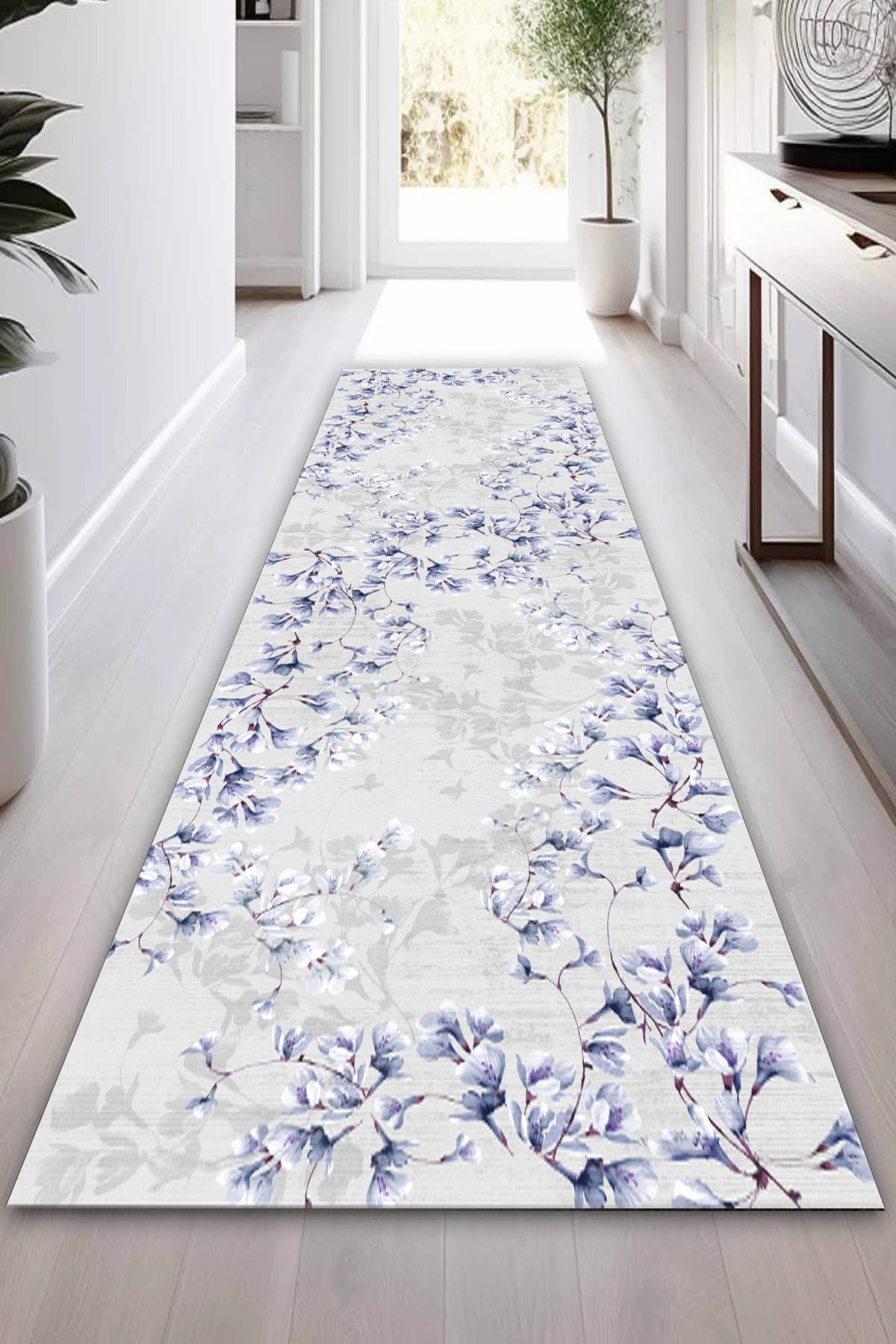 Halise Home Çiçek Desenli Kaymaz Taban Yıkanabilir Kalın Dokulu Yolluk & Halı