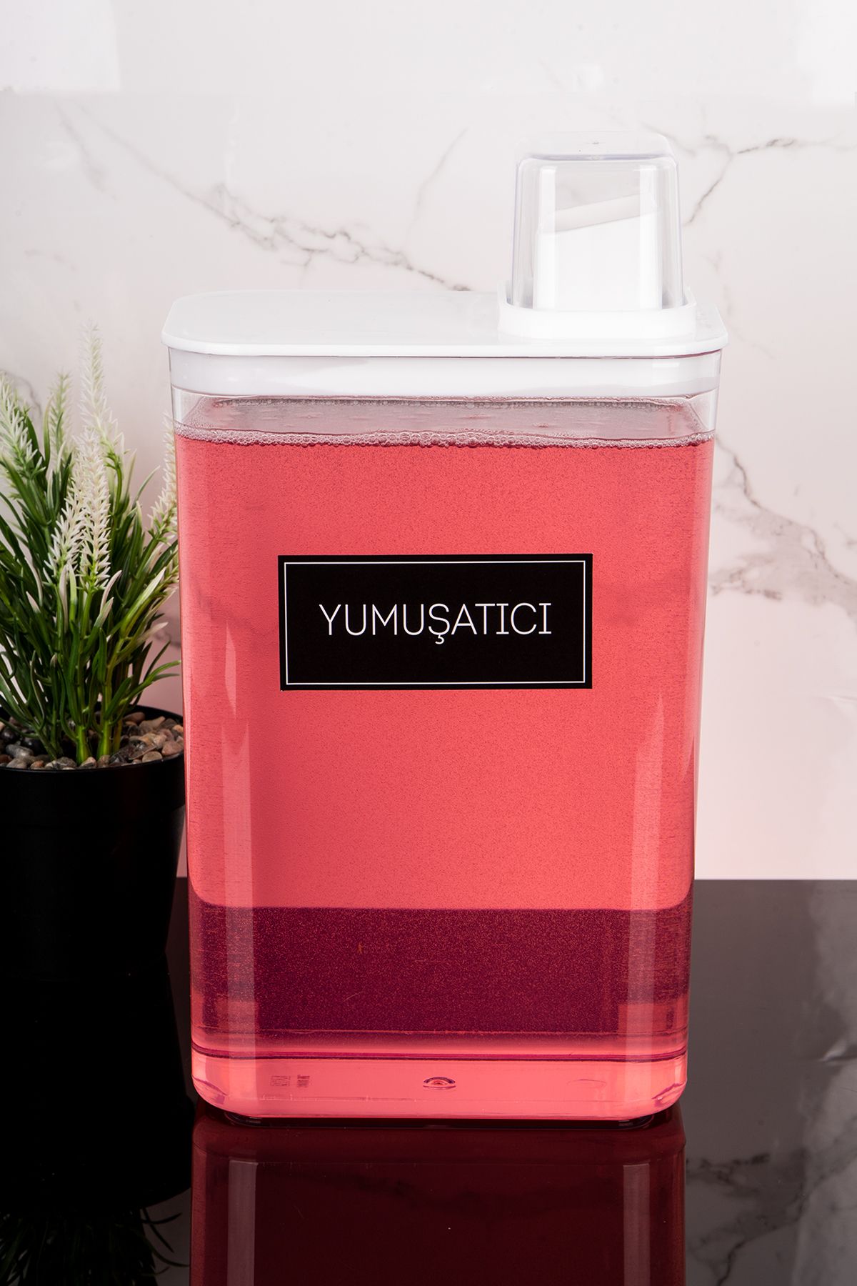 Dolkin Home Kendinden Ölçekli Deterjan Kutusu Yumuşatıcı Etiketli 3000ml Mika Deterjanlık Yumuşatıcı Kutusu