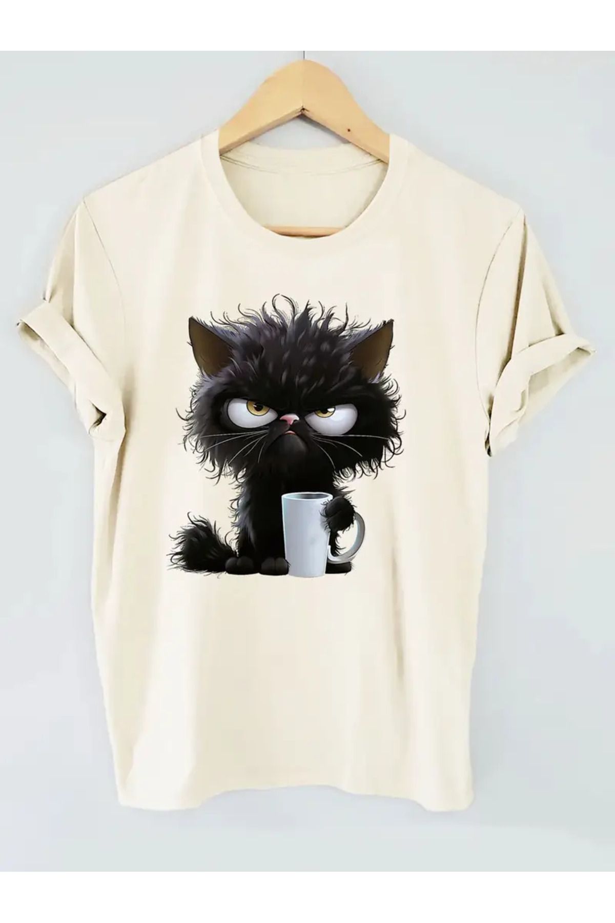 bellanova Oversize Kedi Desenli Unisex Tişört – 8 Farklı Model