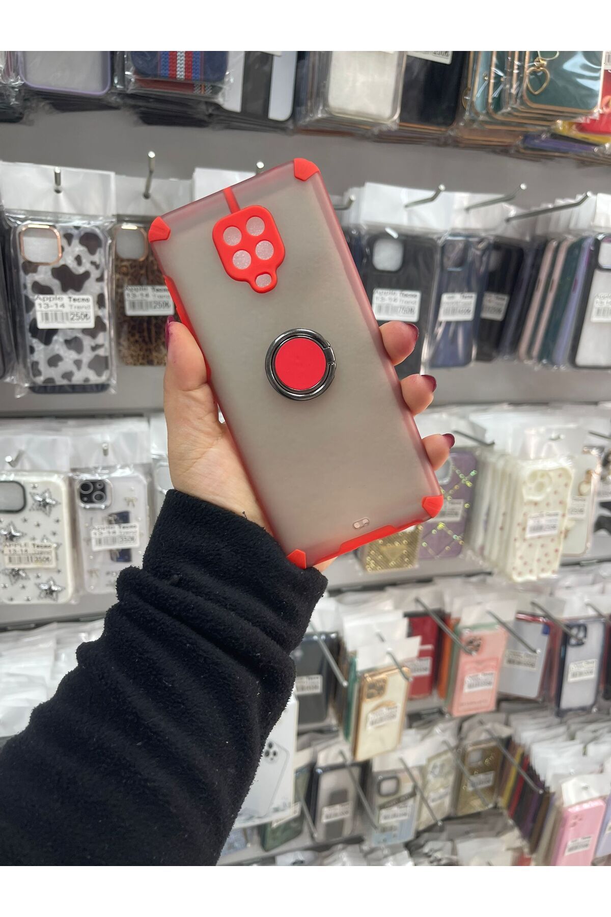 TECNOTREND Redmi Note 9 Pro/Note 9s Uyumlu Magnetic Ring Cover & Case Silikon kılıf
