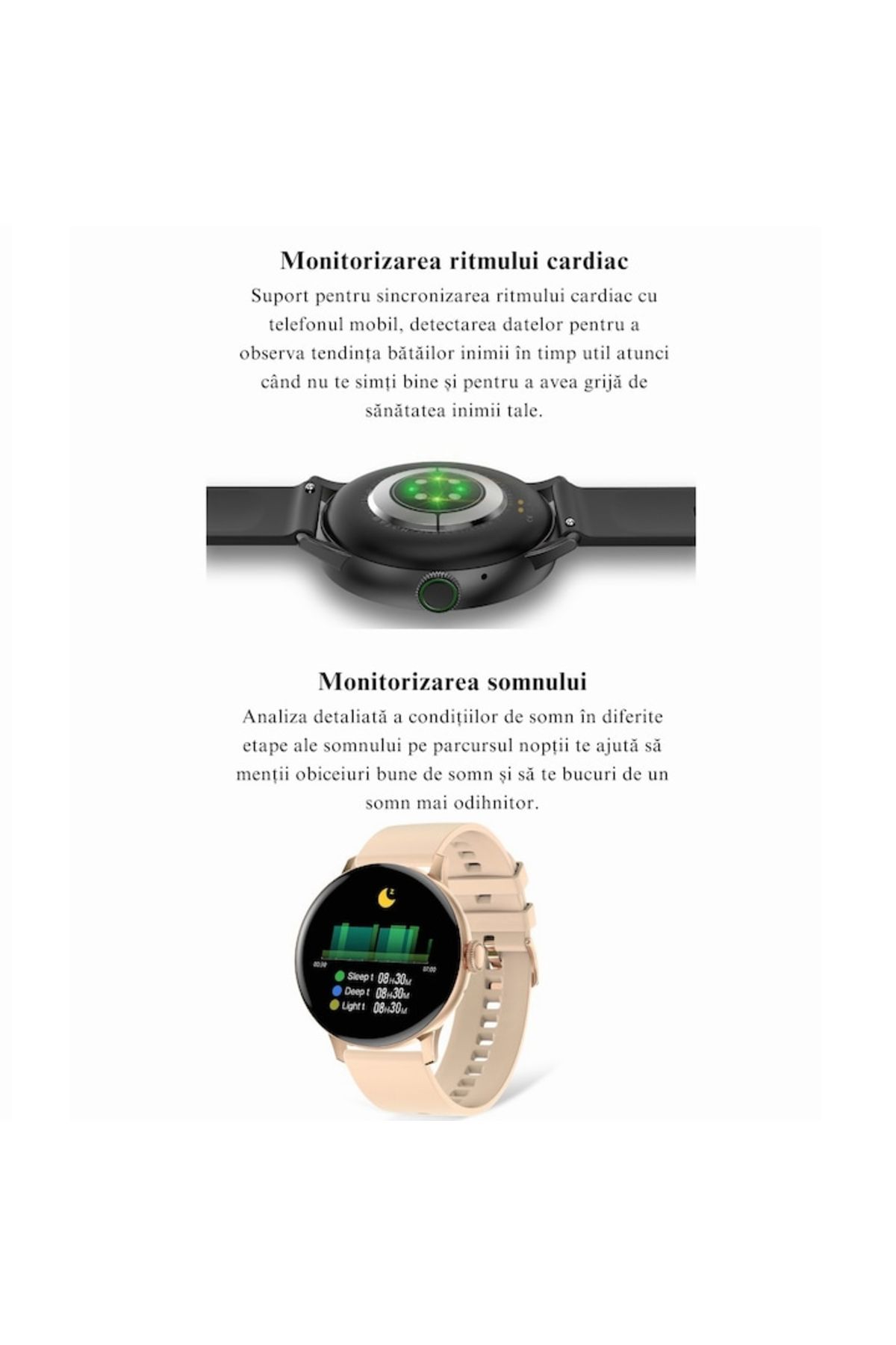 varioshop-Ceas Smartwatch VarioShop®, Monitorizare Ritm Cardiac, Tensiune Arteriala, Multisport, Compatibil A 3