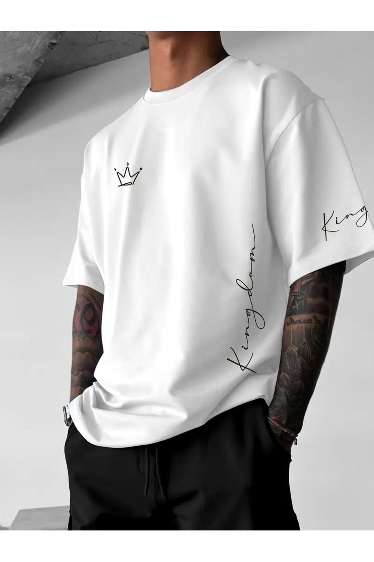 bellanova Erkek Oversize Tişört – Kingdom Taç Desenli