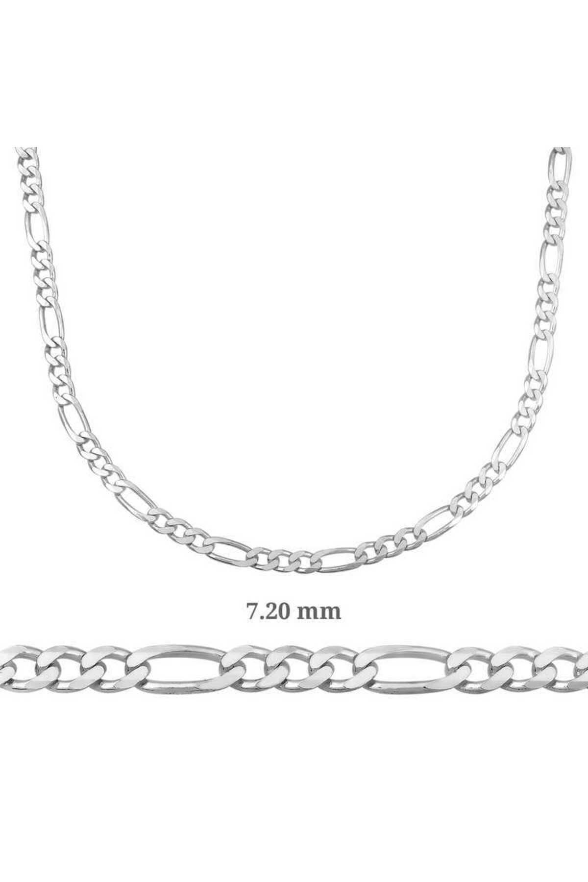 Emperium 7.20 mm Gümüş Figaro Zincir - 200 mikron