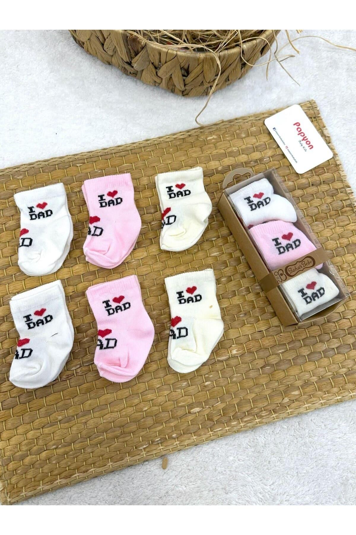Papyon Baby Kids I Love Dad Kutulu 6lı Bebek Çorap 0-6 Ay