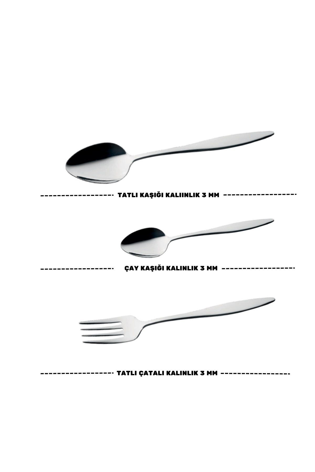 Lugga-Ceyda Sweet Fork Spoon and Tea Spoon Set for 6 People 18 Piece White Box 3