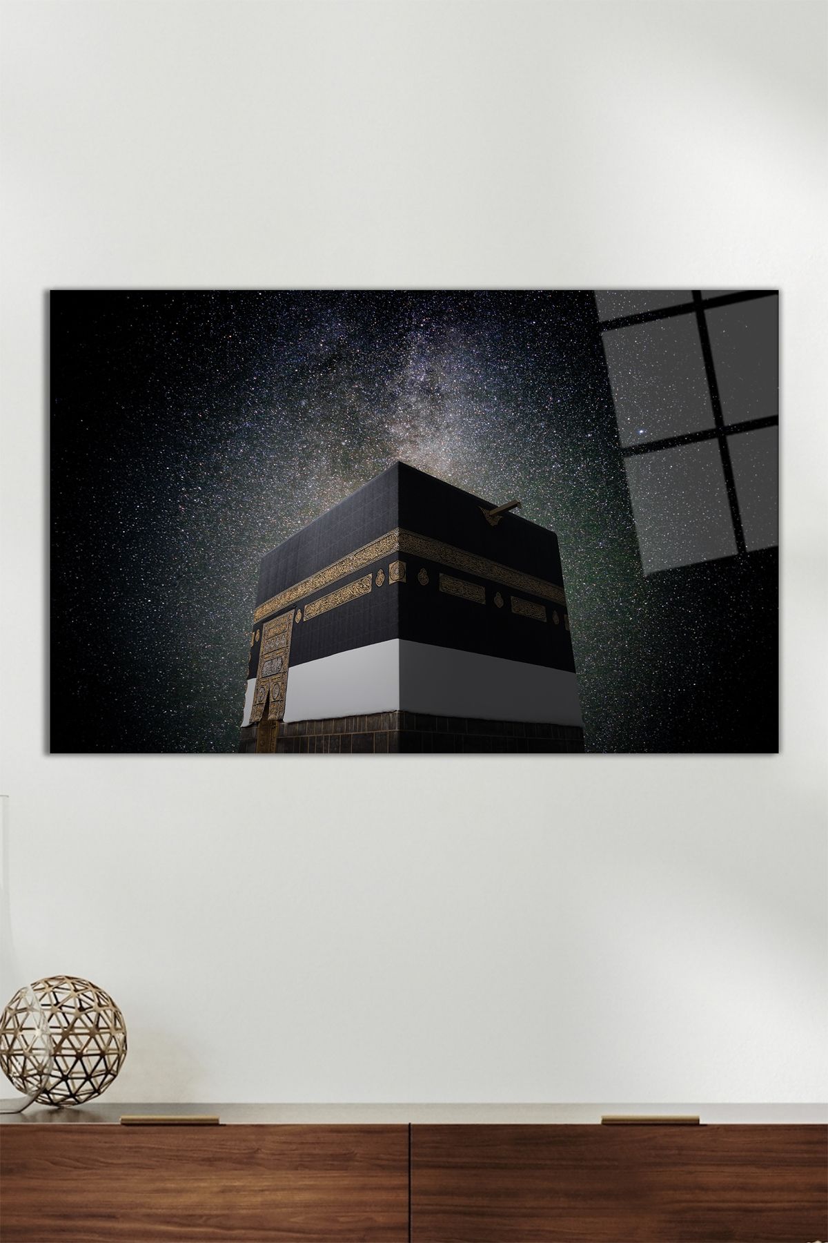 Vosevu Kabe Kutsal Topraklar Dini Yatay Cam Tablo, Modern Ev Dekoru, Hediyelik Duvar Dekorasyonu, Kırılmaz