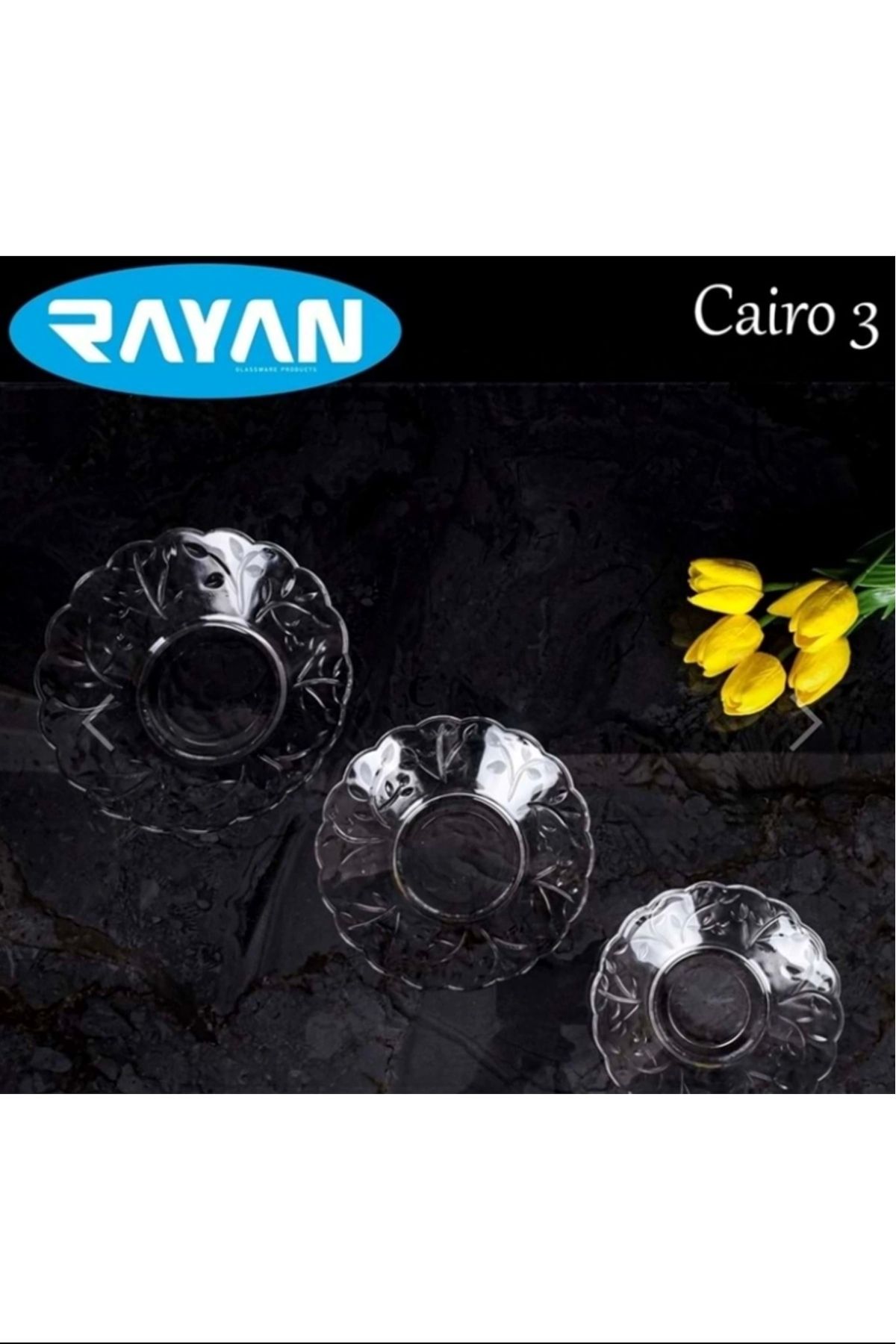 PRATİKOBA 6'lı Cam Tabak Güneş Yıldız Gül 3 Model Royaleks-G-405