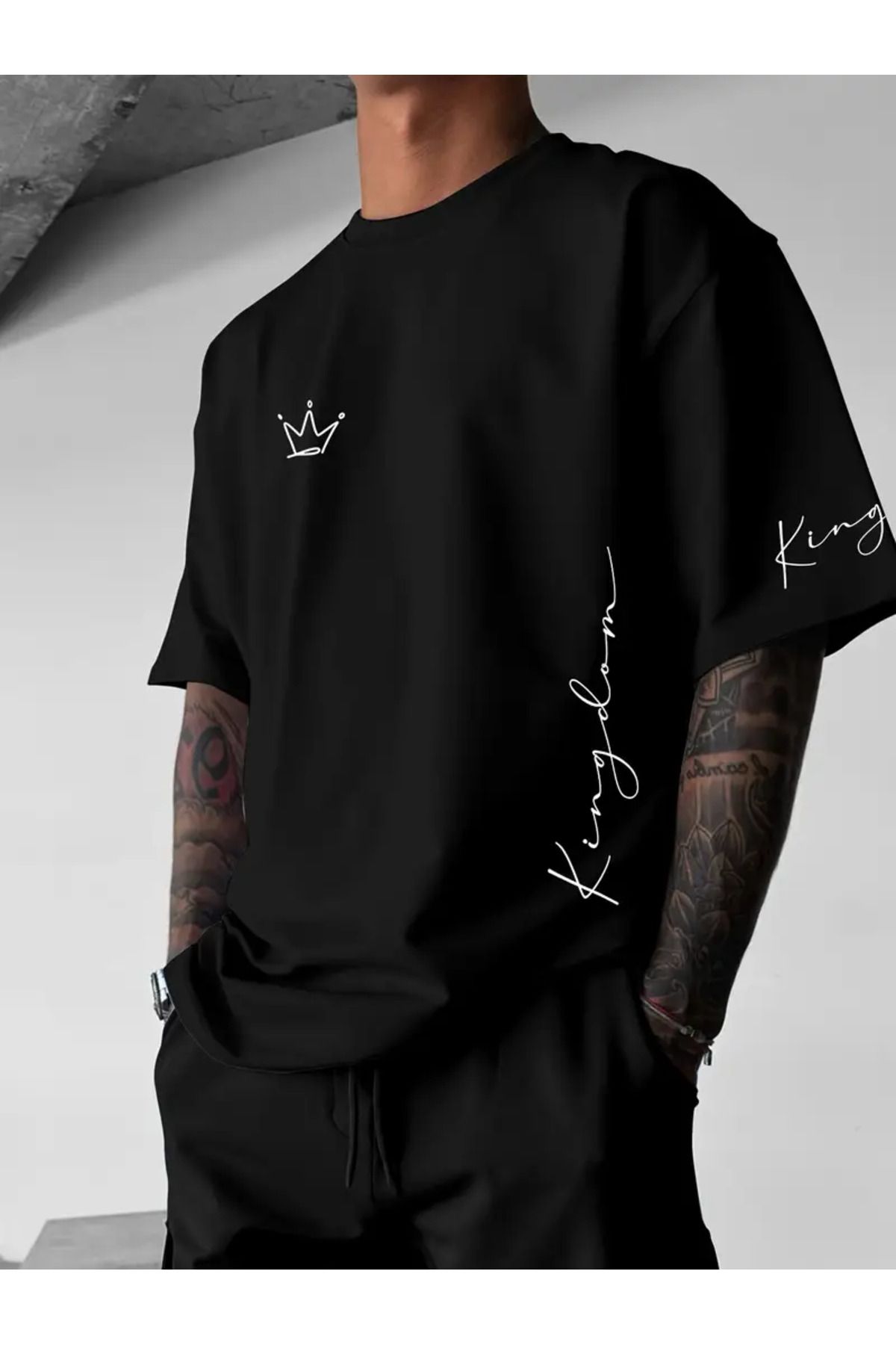 bellanova Erkek Oversize Tişört – Kingdom Taç Desenli