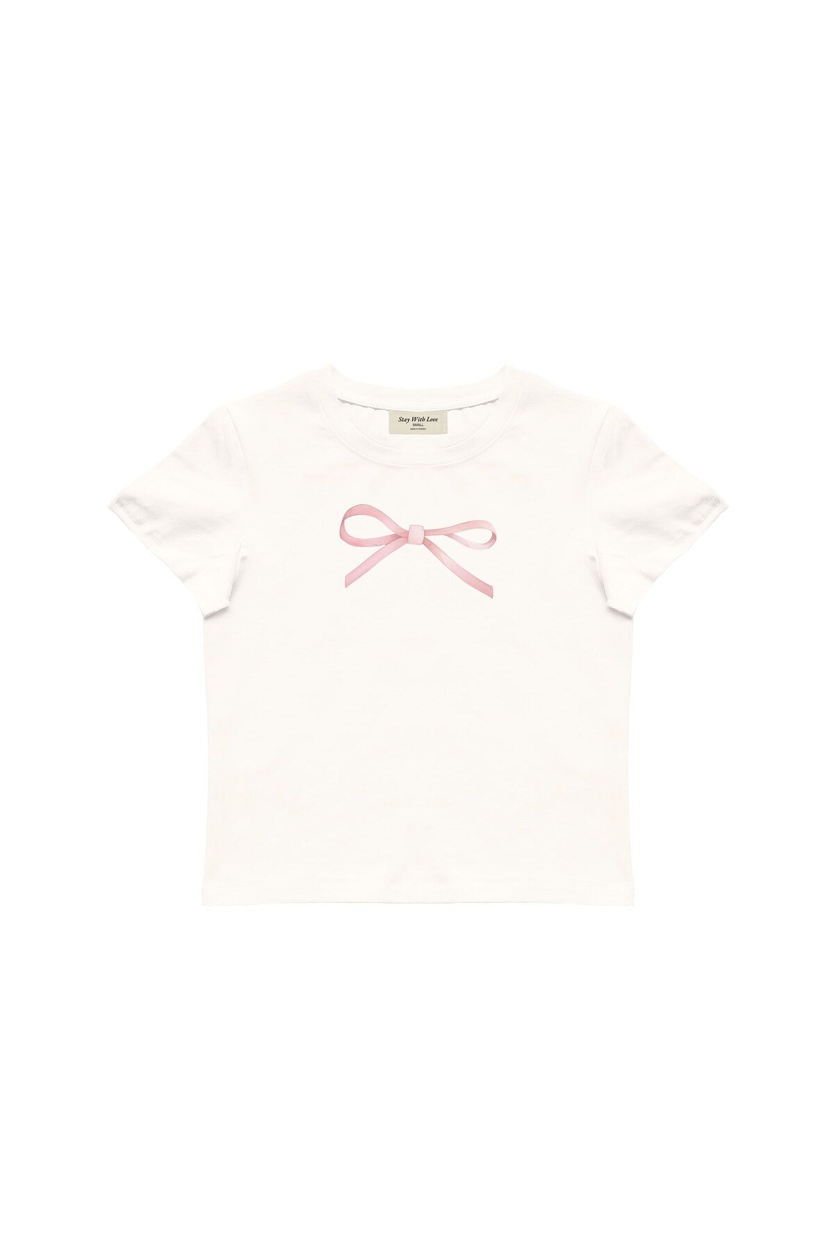 lethestudios Ribbon Baskılı, Kurdele Desenli Baby Tee Crop Top