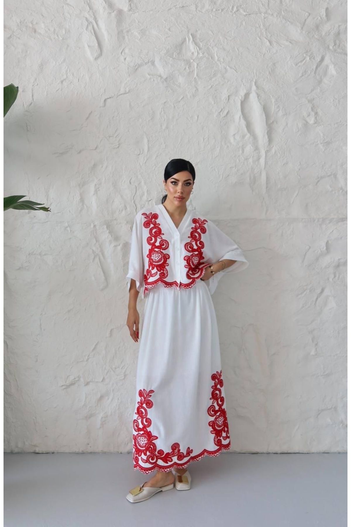 Ekim Store Nakışlı Gömlek Pantolon Takım