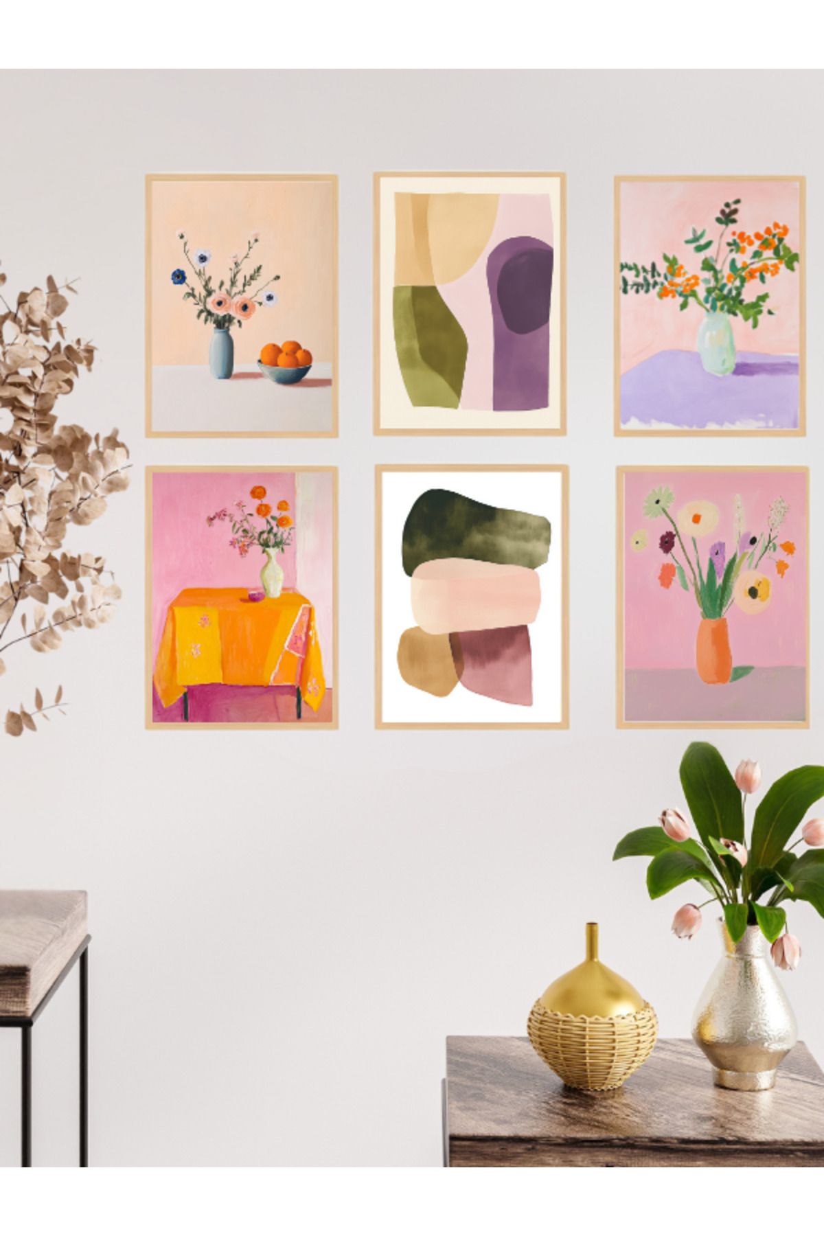 Tuba Decor 6 Parça Çerçeve Görünümlü MDF Tablo Seti