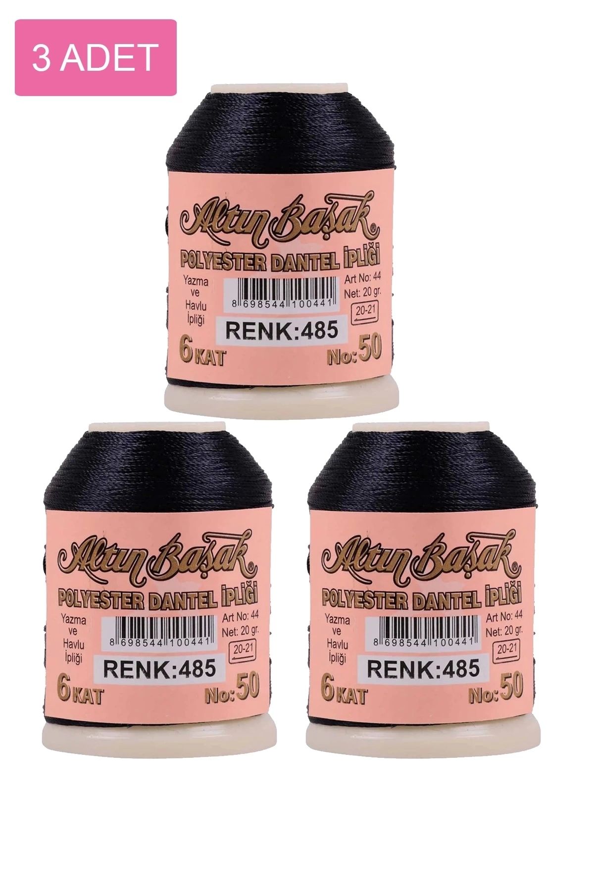 PRATİKOBA 3 Adet Altınbaşak Oya ve Dantel İpi 20 gr - Royaleks - No: 485