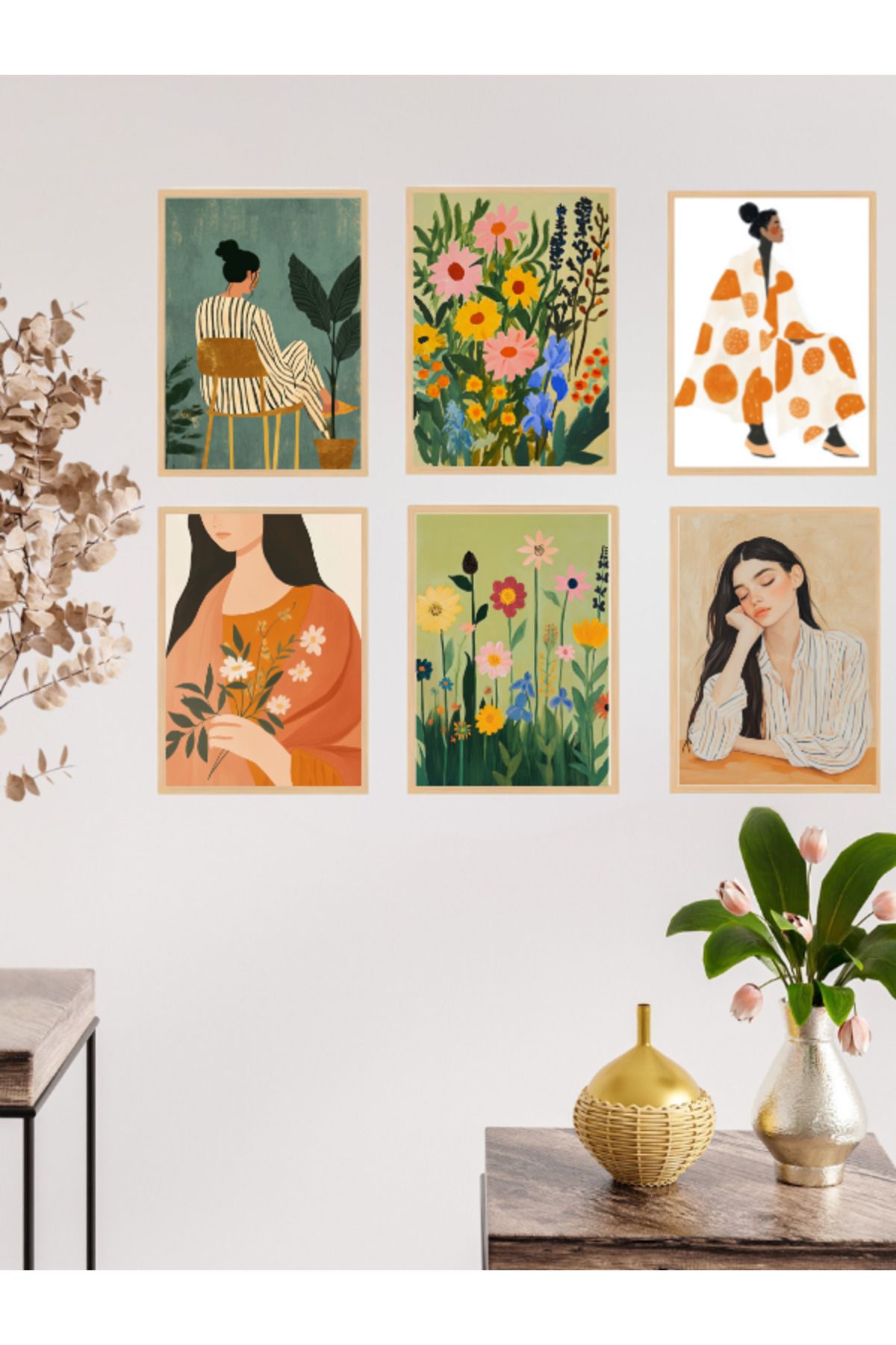 Tuba Decor 6 Parça Çerçeve Görünümlü MDF Tablo Seti