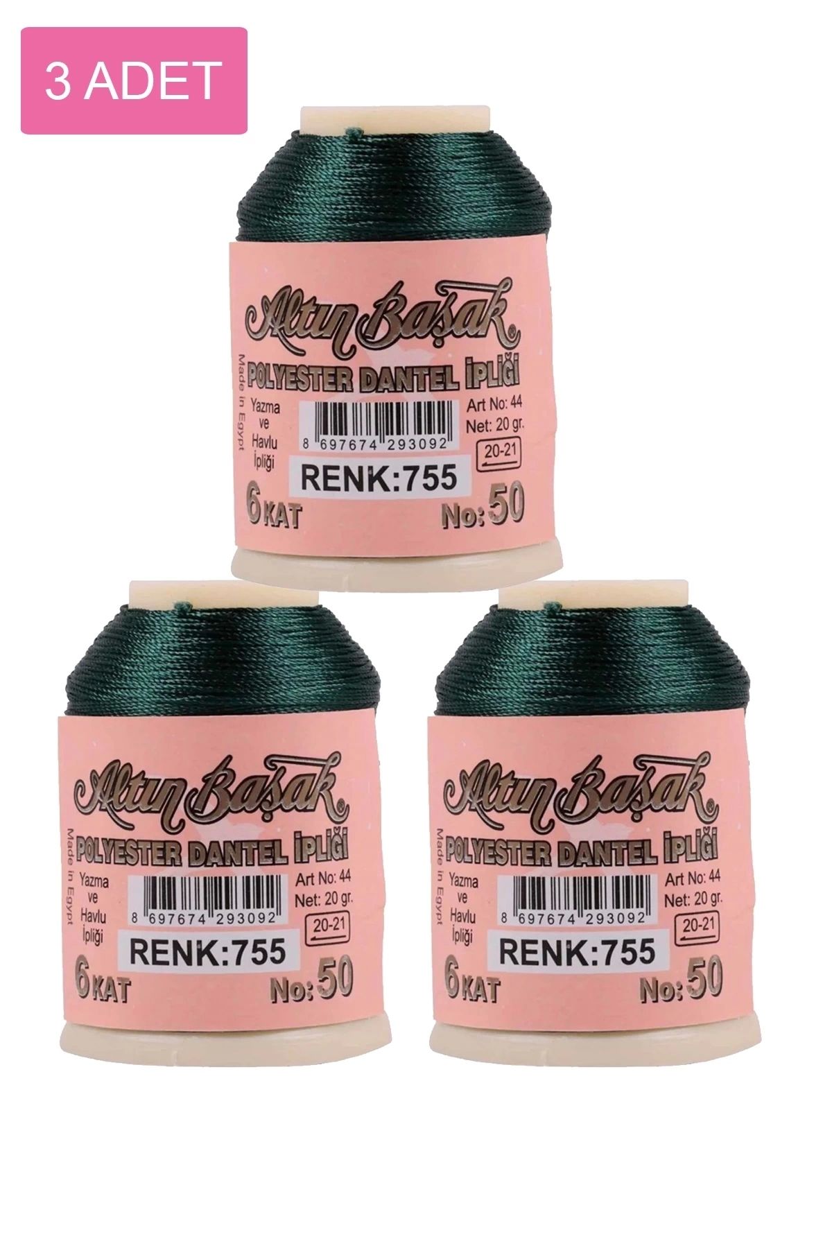 PRATİKOBA 3 Adet Altınbaşak Oya ve Dantel İpi 20 gr - Royaleks - No: 755