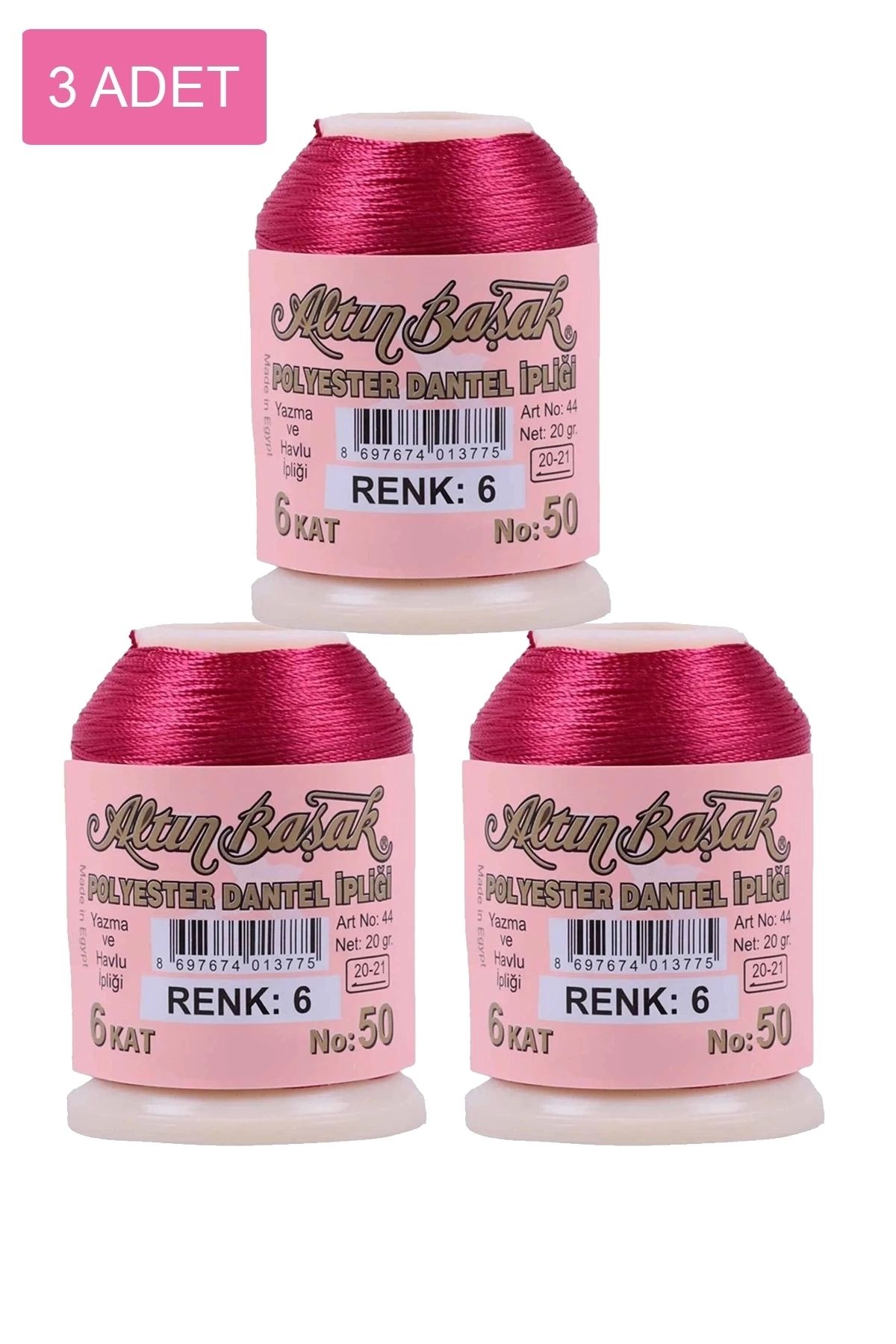 PRATİKOBA 3 Adet Altınbaşak Oya ve Dantel İpi 20 gr - Royaleks - No: 006