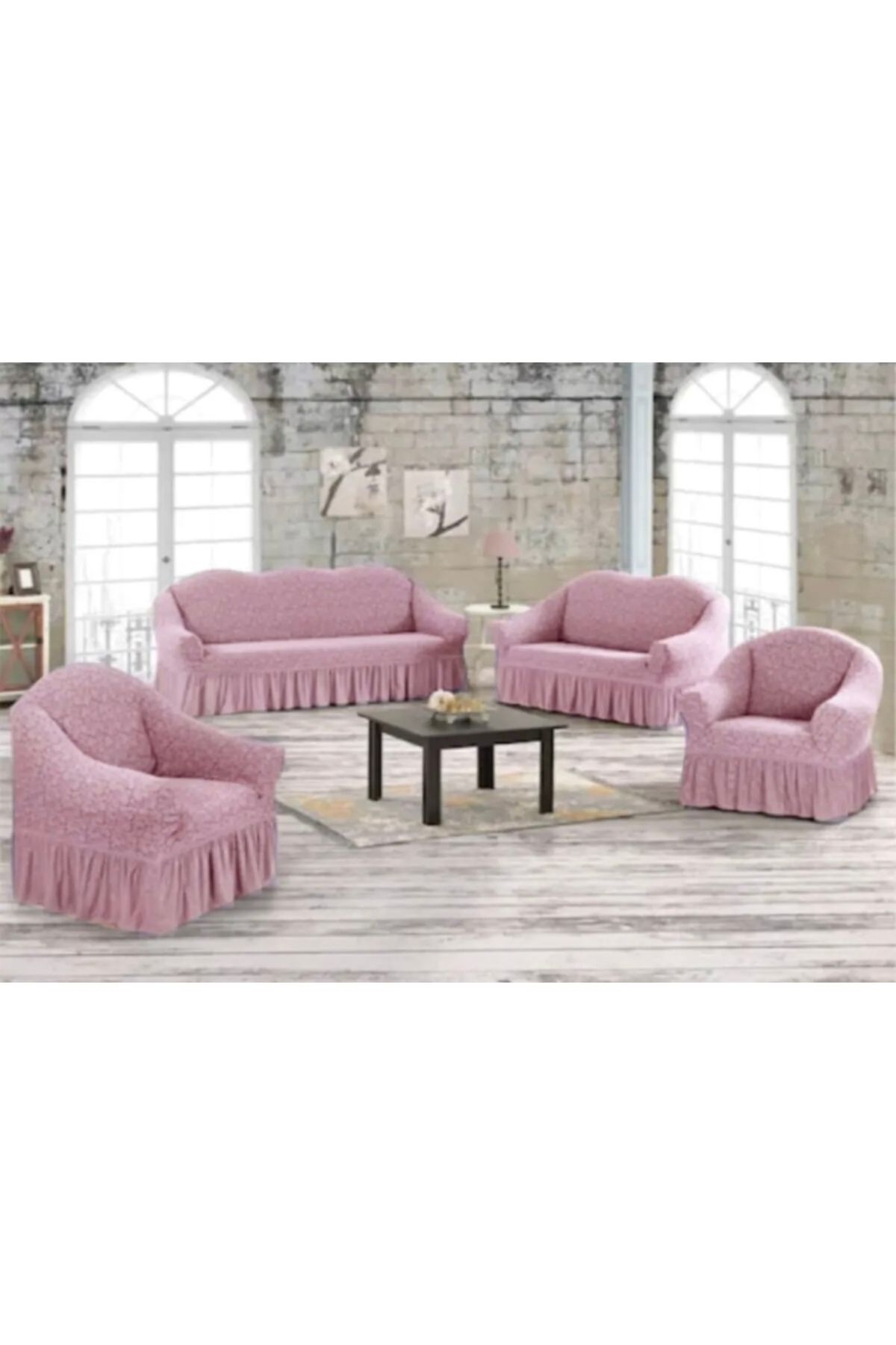 Muensu 3*3*1*1 Osmanlı Desen Jakarlı Koltuk Örtüsü, Çekyat Takımı One Size 001