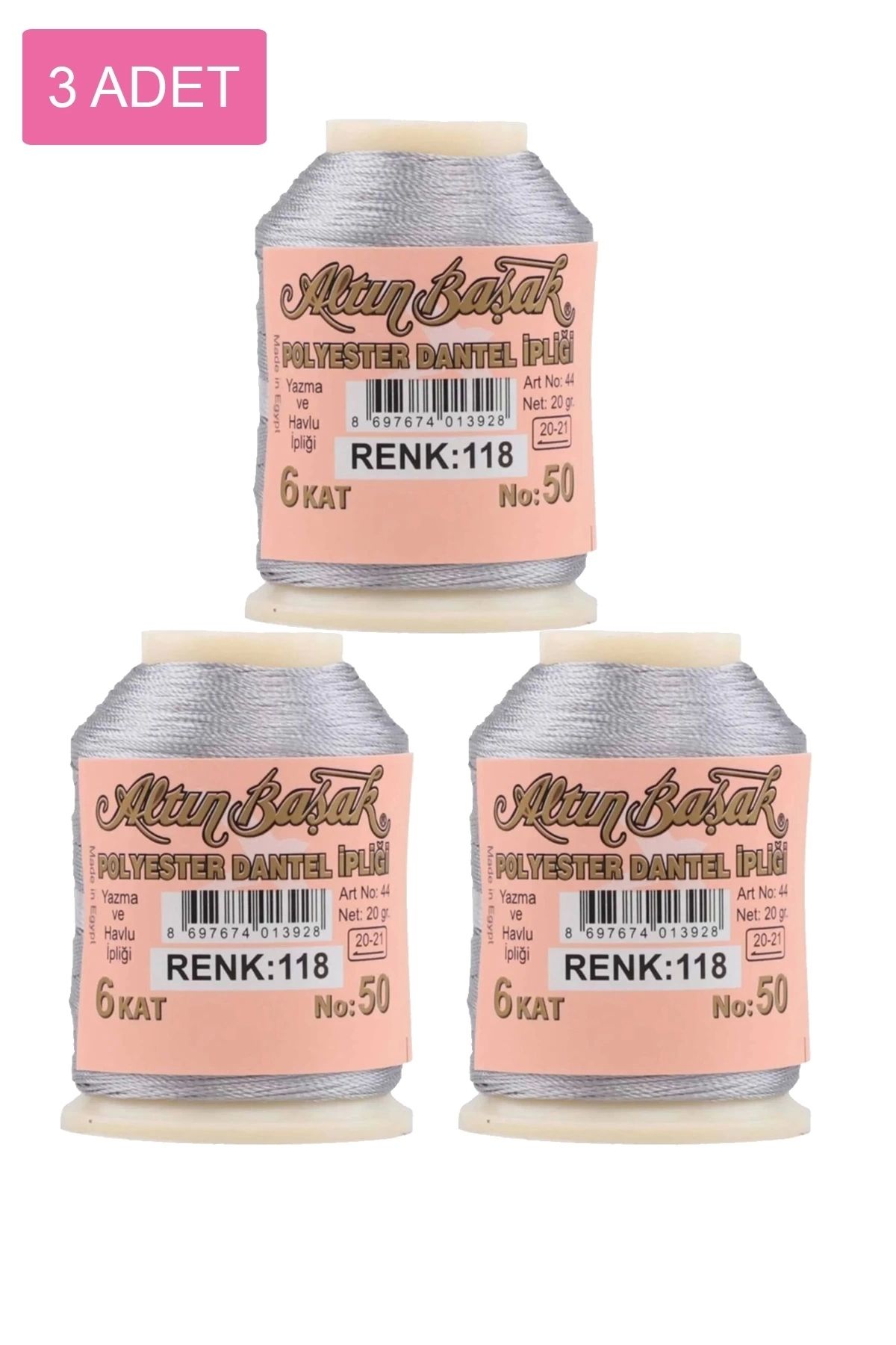 PRATİKOBA 3 Adet Altınbaşak Oya ve Dantel İpi 20 gr - Royaleks - No: 118