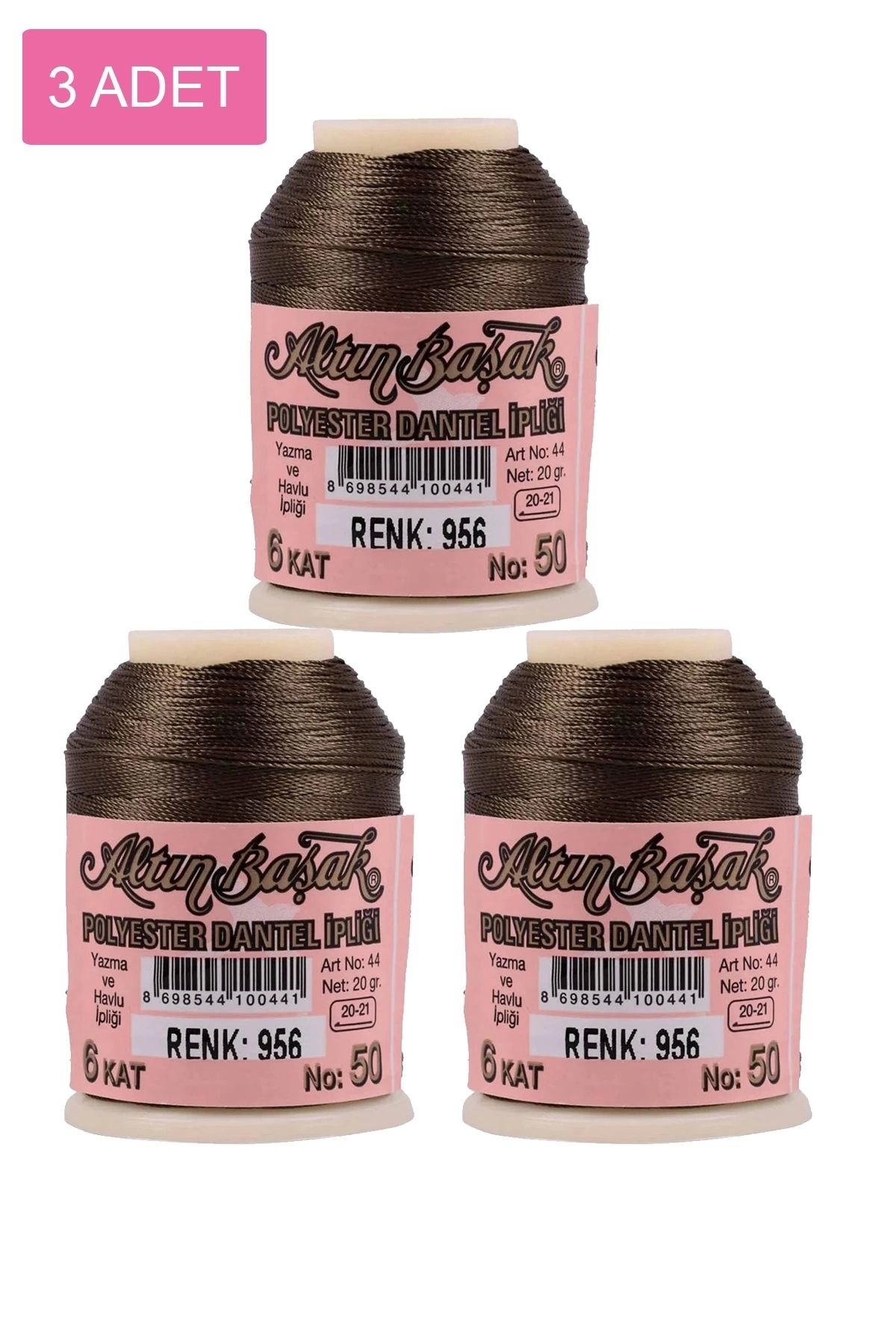 PRATİKOBA 3 Adet Altınbaşak Oya ve Dantel İpi 20 gr - Royaleks - No: 956