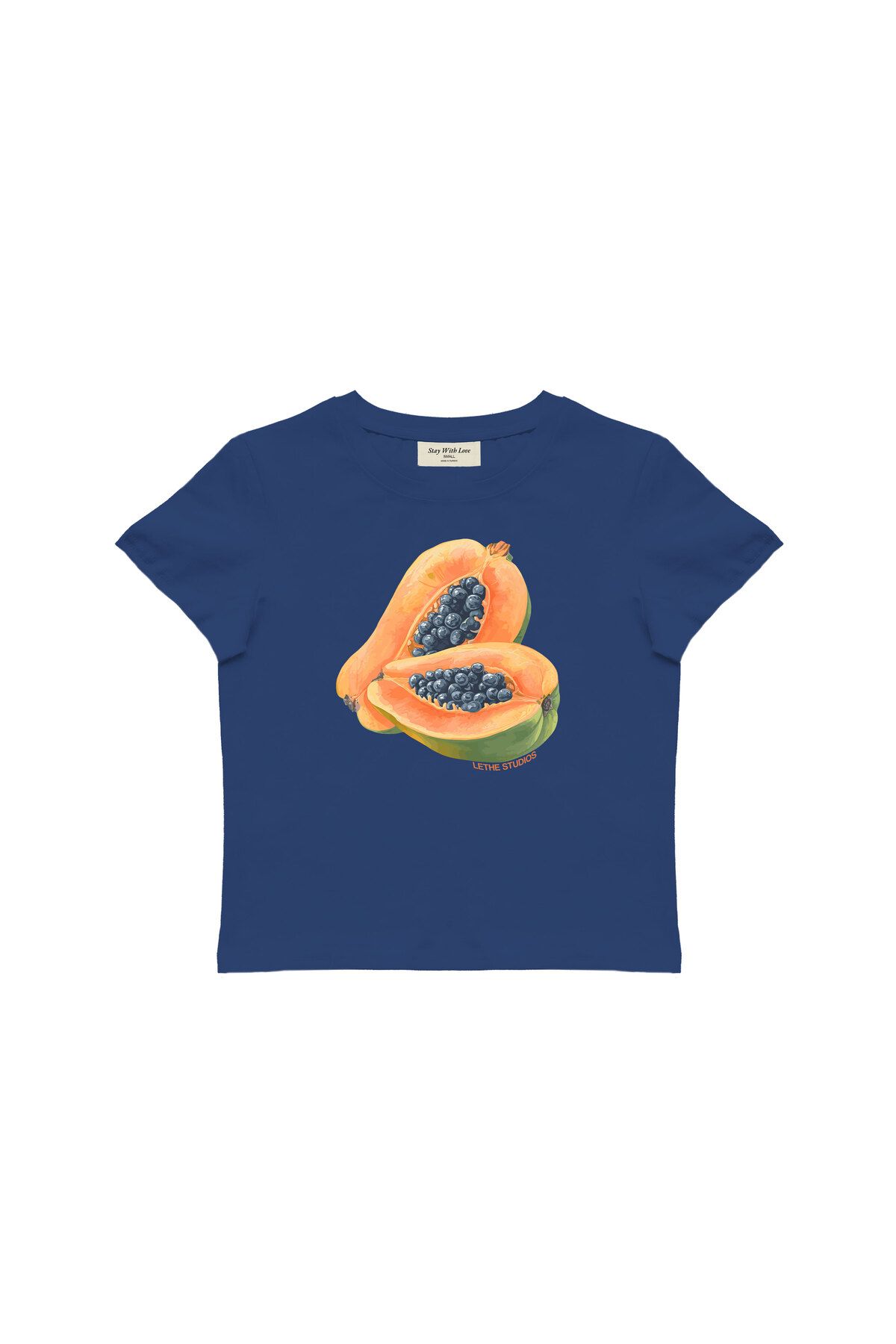 lethestudios Papaya Baskılı, Meyve Desenli Baby Tee Crop Top