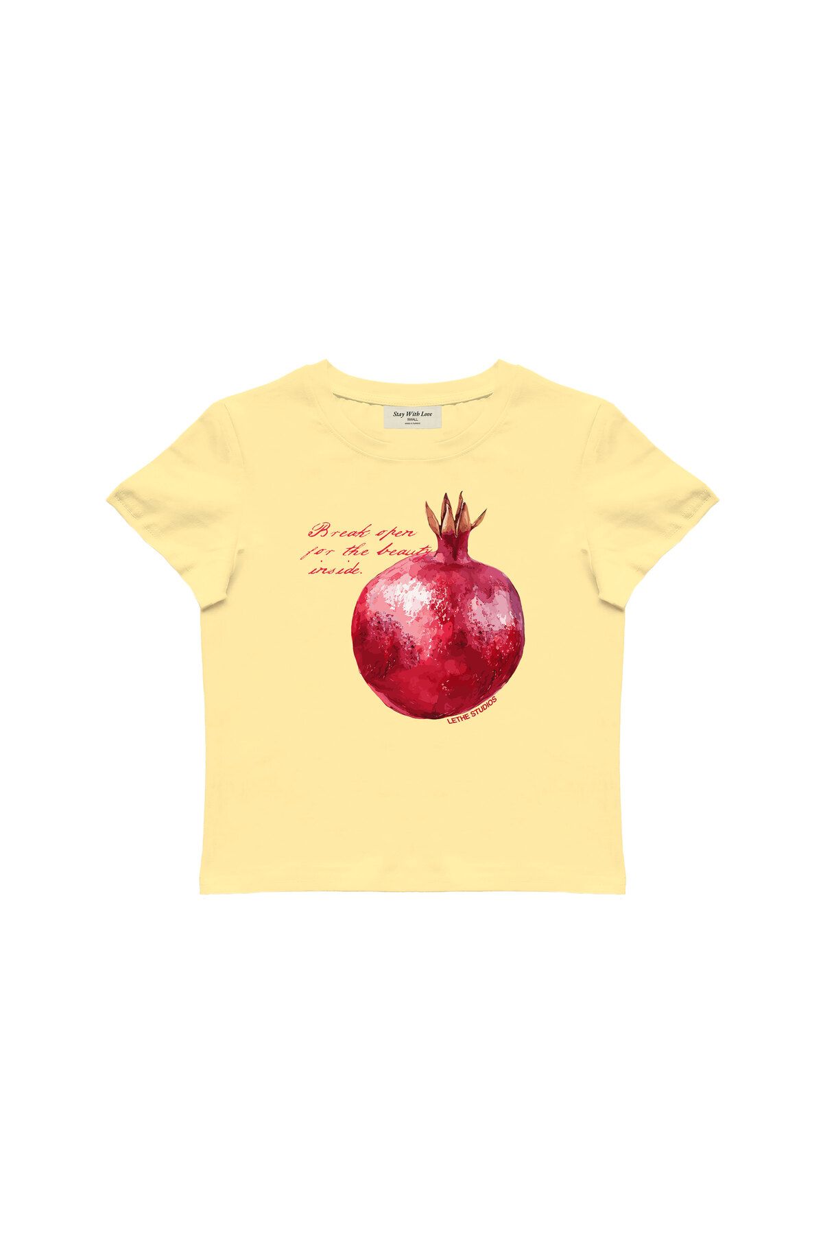 lethestudios Pomegranate Baskılı, Meyve Desenli Baby Tee Crop Top