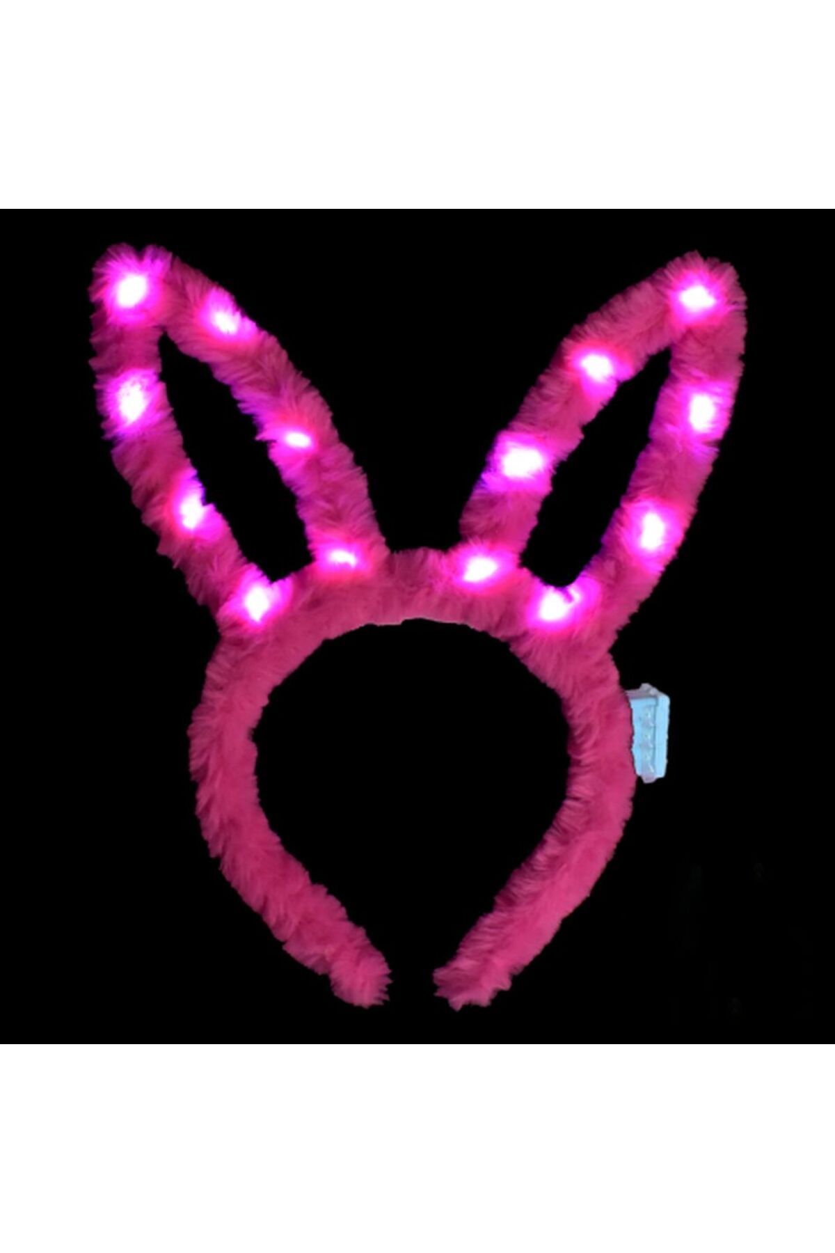 Epilons Led Işıklı Peluş Pofuduk Tavşan Kulak Tavşan Taç Şeker Pembesi 17X23 cm
