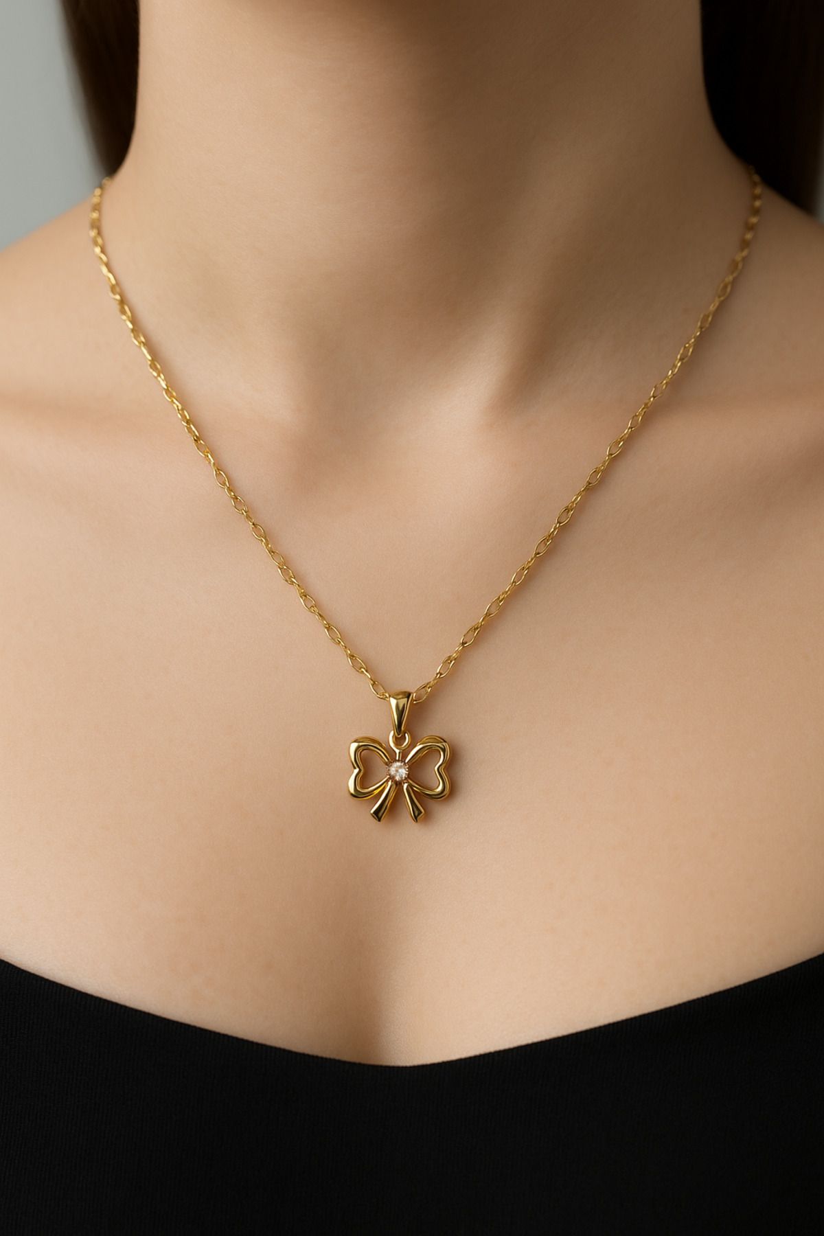 ElifTakı ELF ÇELİK KOLYE-FİYONK MODEL GOLD