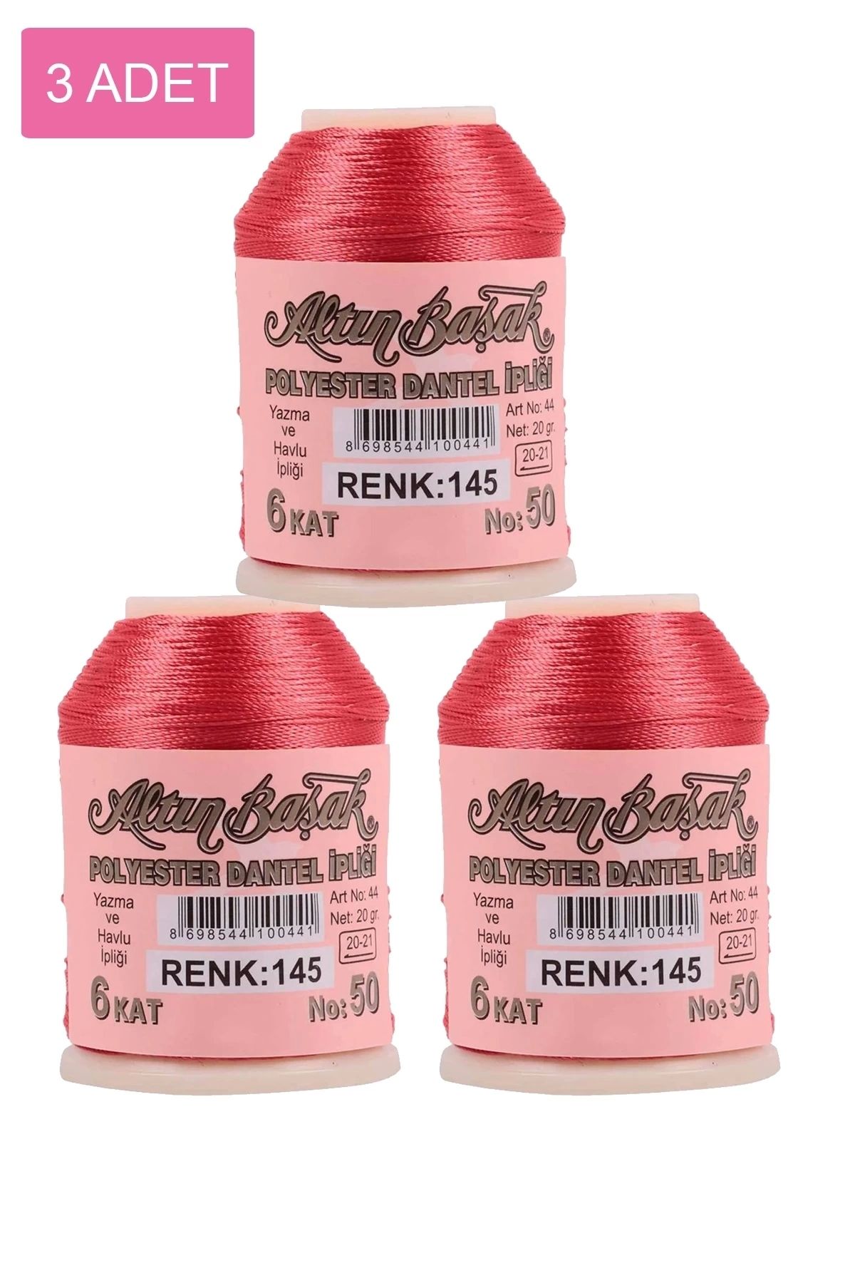 PRATİKOBA 3 Adet Altınbaşak Oya ve Dantel İpi 20 gr - Royaleks - No: 145