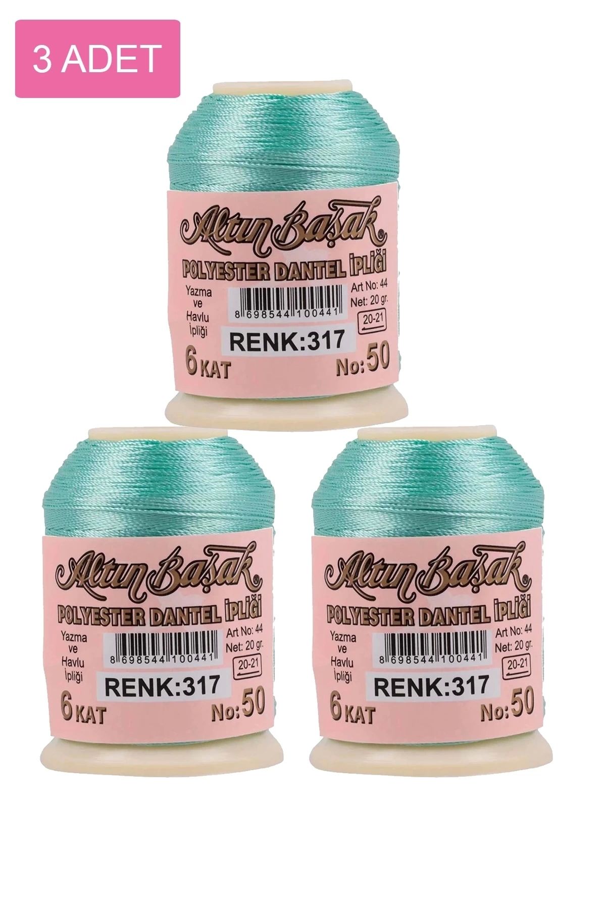 PRATİKOBA 3 Adet Altınbaşak Oya ve Dantel İpi 20 gr - Royaleks - No: 317