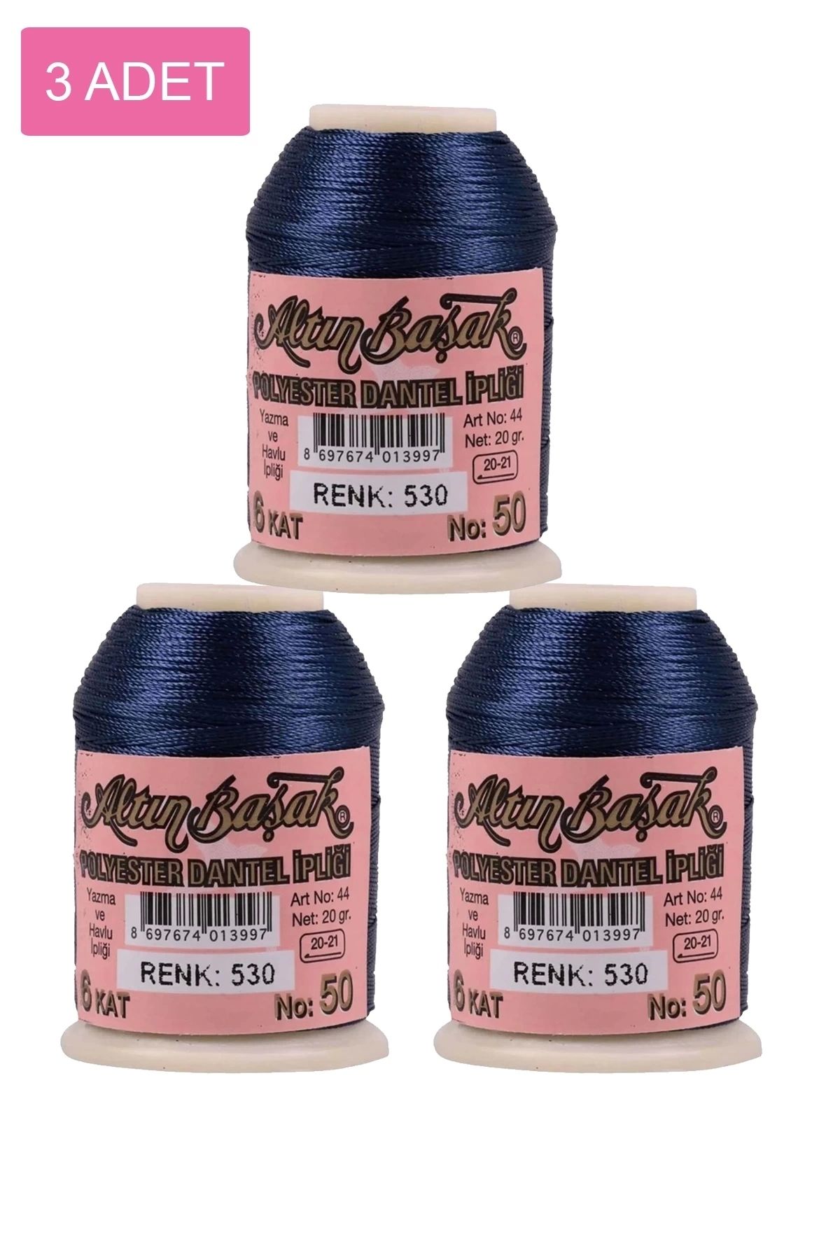 PRATİKOBA 3 Adet Altınbaşak Oya ve Dantel İpi 20 gr - Royaleks - No: 530