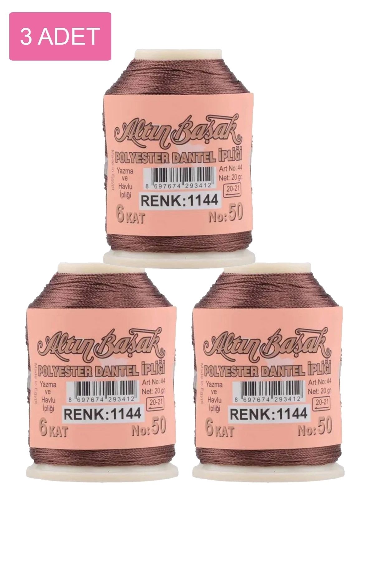 PRATİKOBA 3 Adet Altınbaşak Oya ve Dantel İpi 20 gr - Royaleks - No: 1144