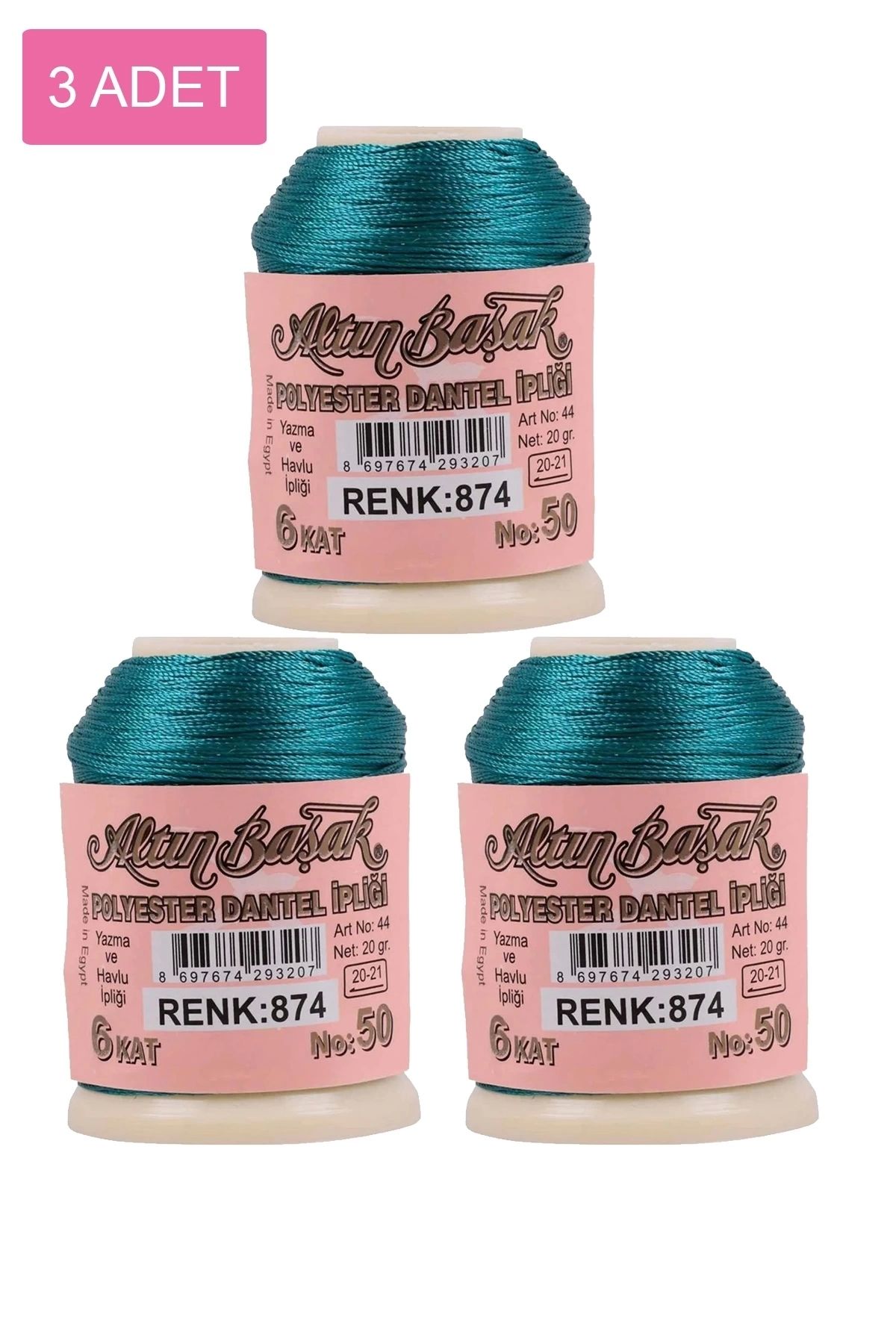 PRATİKOBA 3 Adet Altınbaşak Oya ve Dantel İpi 20 gr - Royaleks - No: 874
