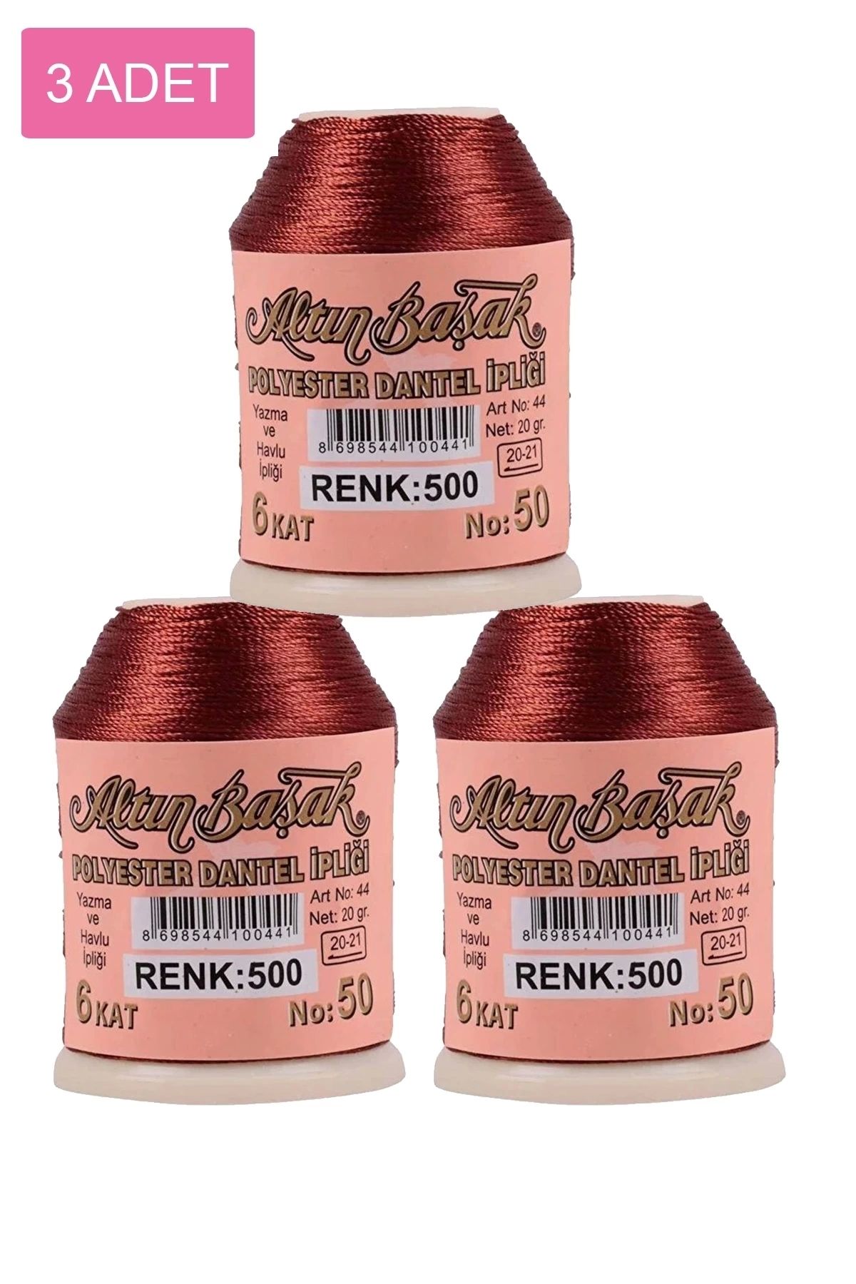 PRATİKOBA 3 Adet Altınbaşak Oya ve Dantel İpi 20 gr - Royaleks - No: 500