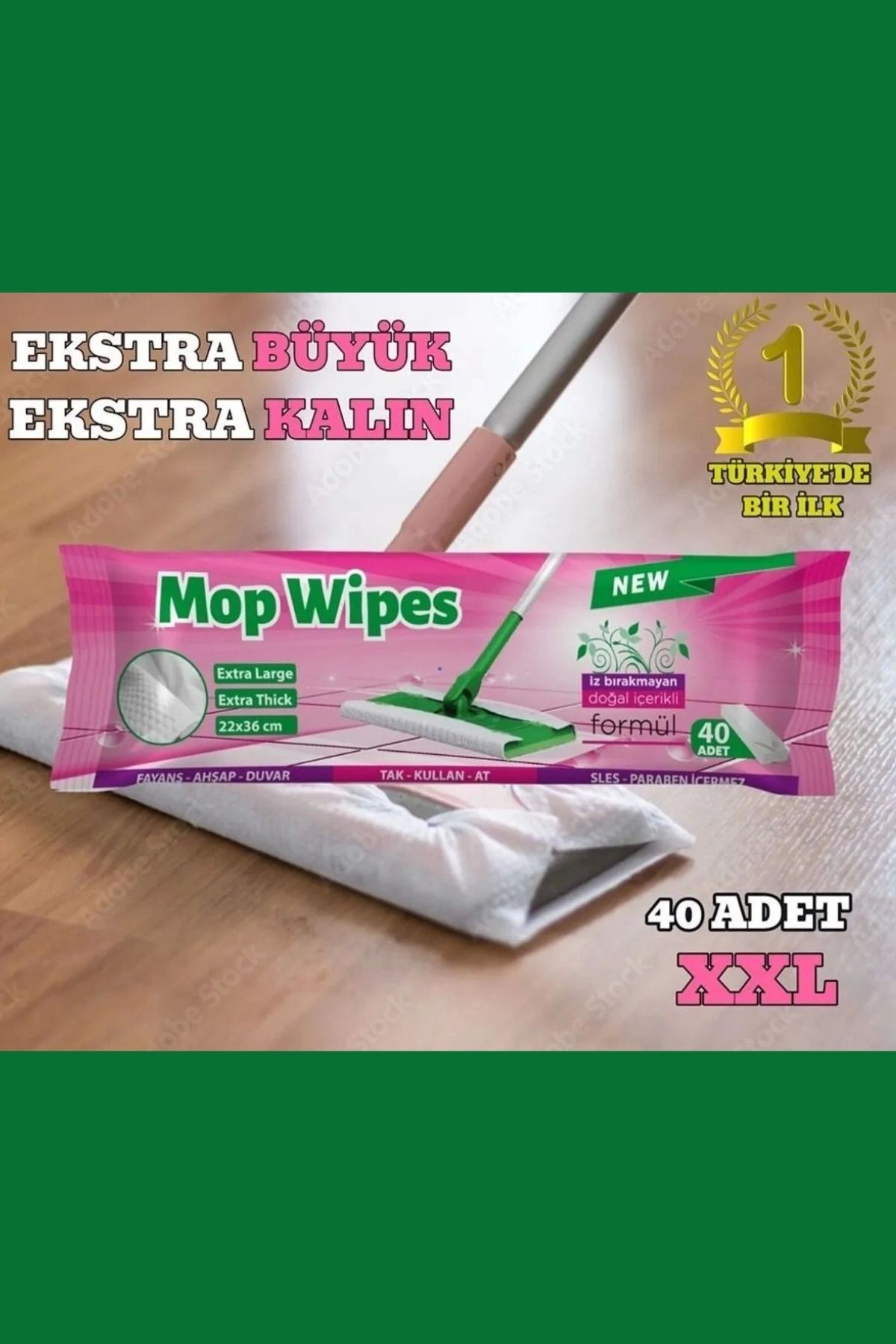 PRATİKOBA Mop Uyumlu Çok Amaçlı Islak Temizlik Havlusu Mendili 40 lı 22x36 cm