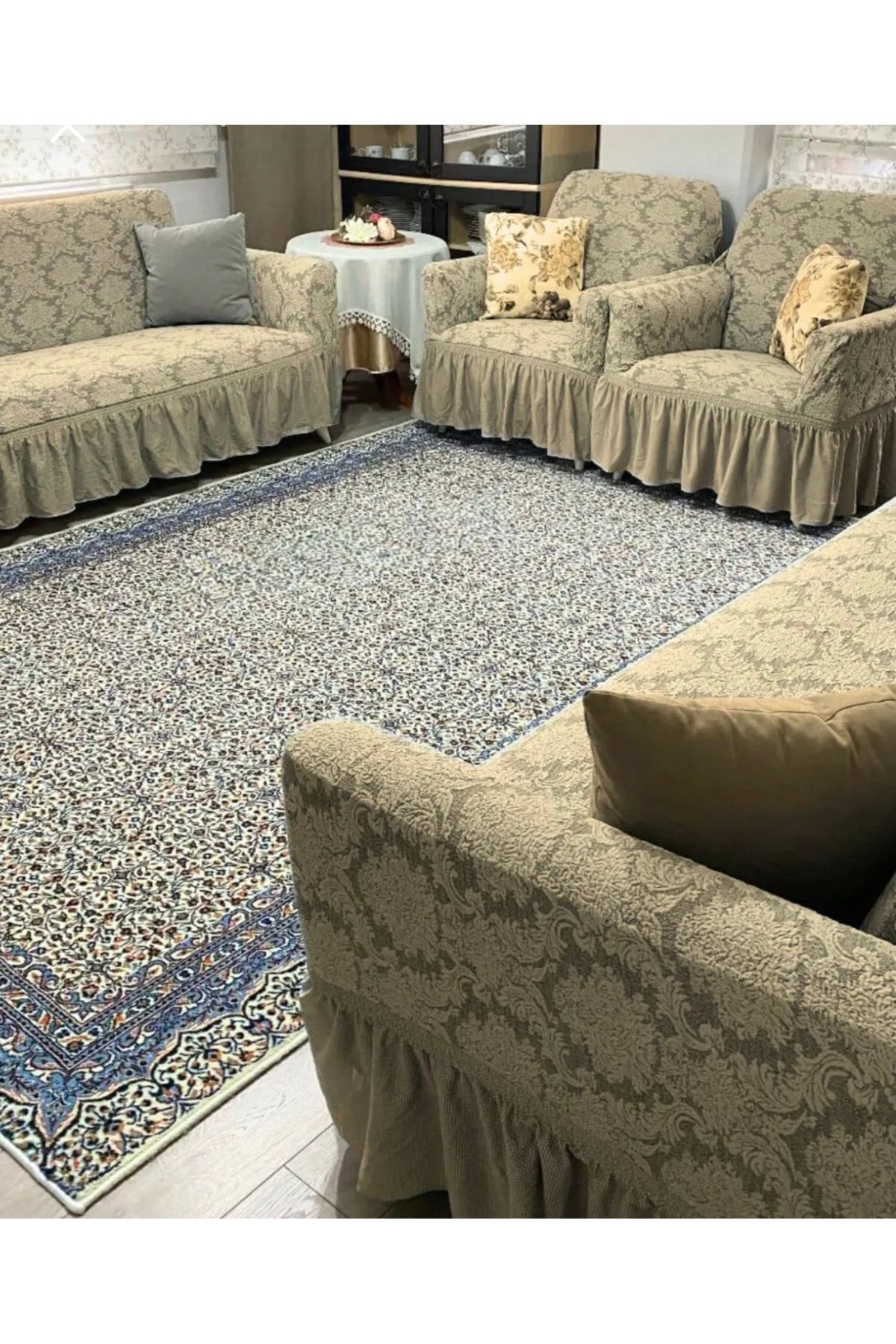 Muensu 3*3*1*1 Osmanlı Desen Jakarlı Koltuk Örtüsü, Çekyat Takımı One Size 001