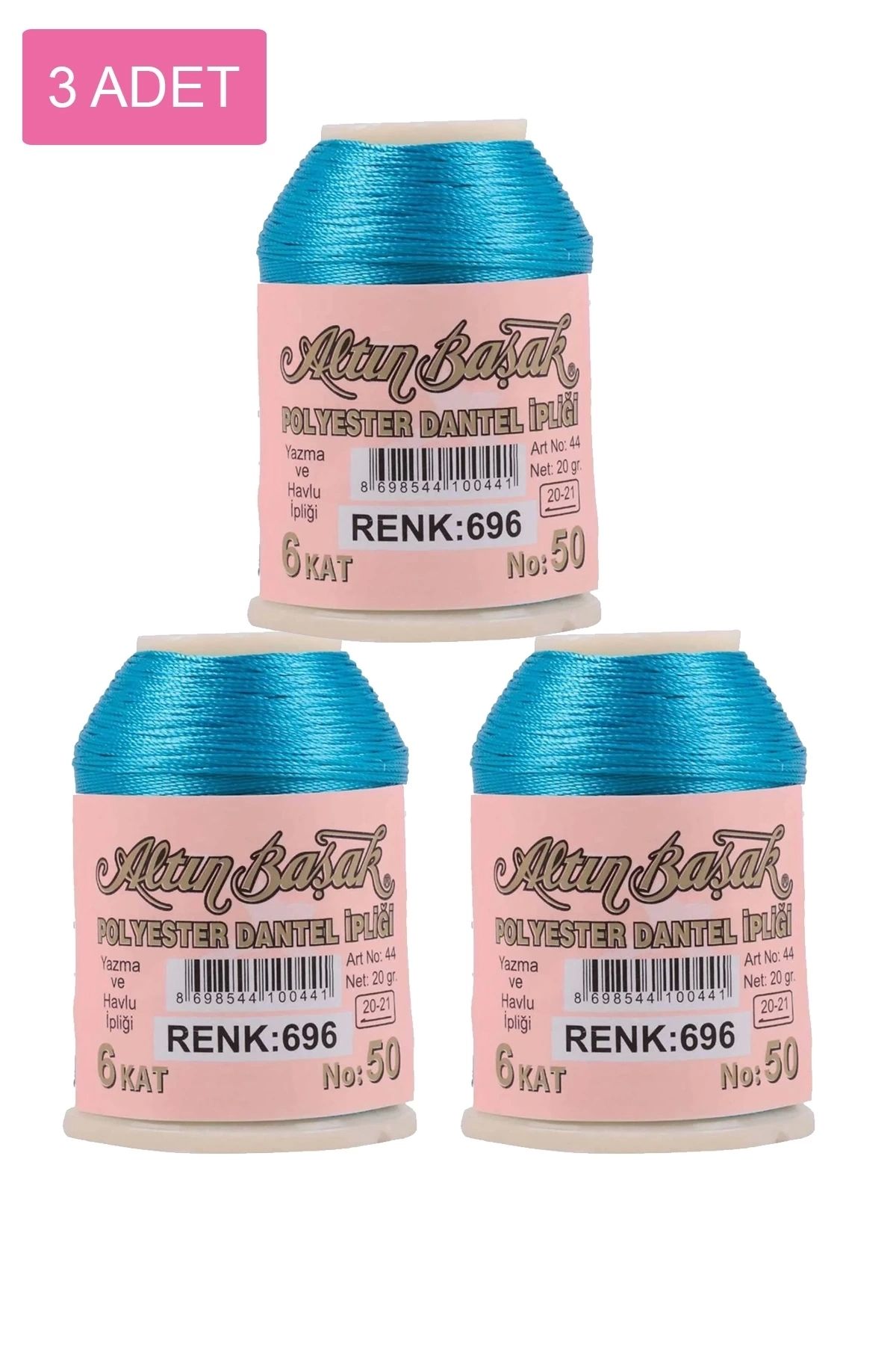 PRATİKOBA 3 Adet Altınbaşak Oya ve Dantel İpi 20 gr - Royaleks - No: 696