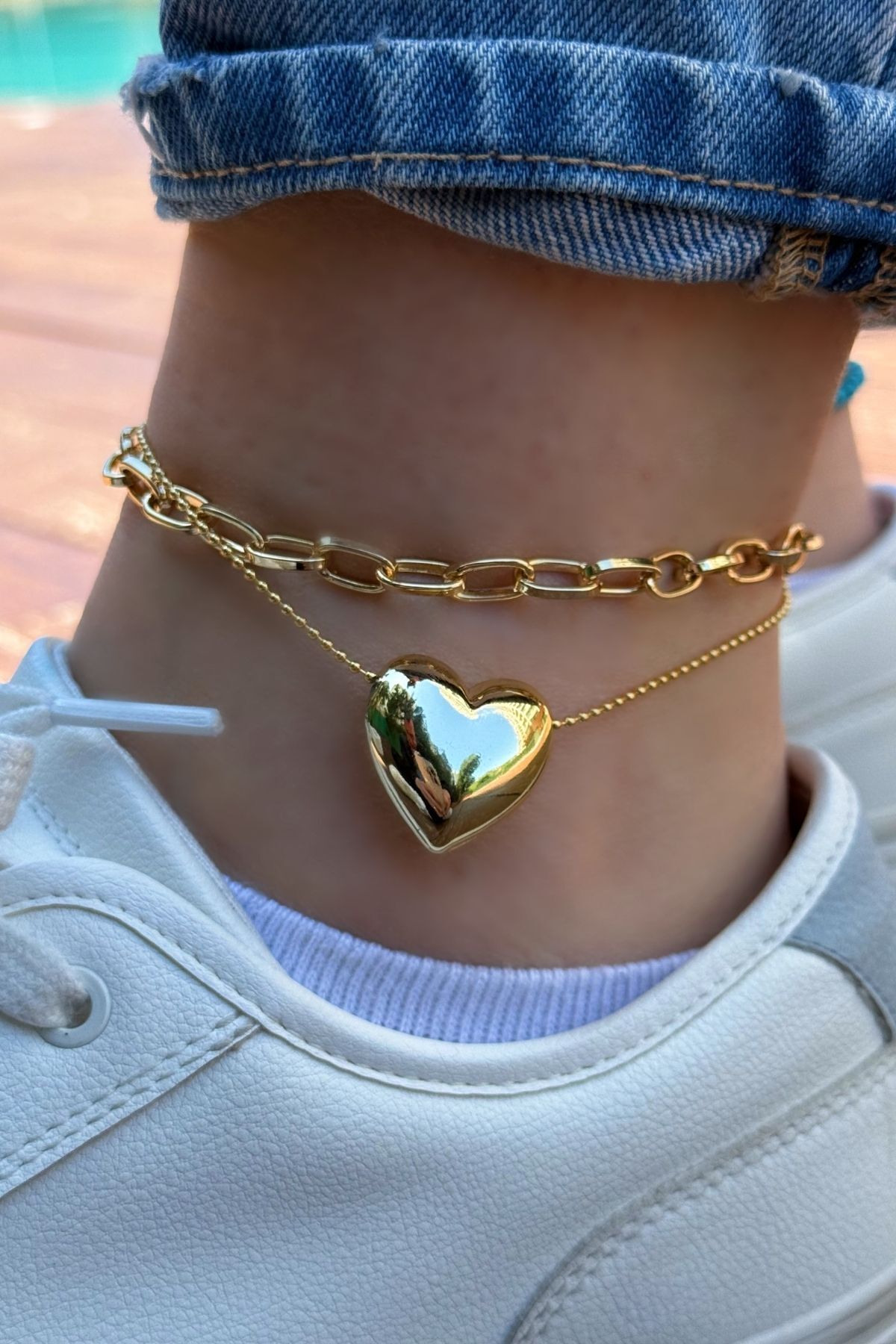 Trendy Butik Kalpli ve Zincir Detaylı Halhal