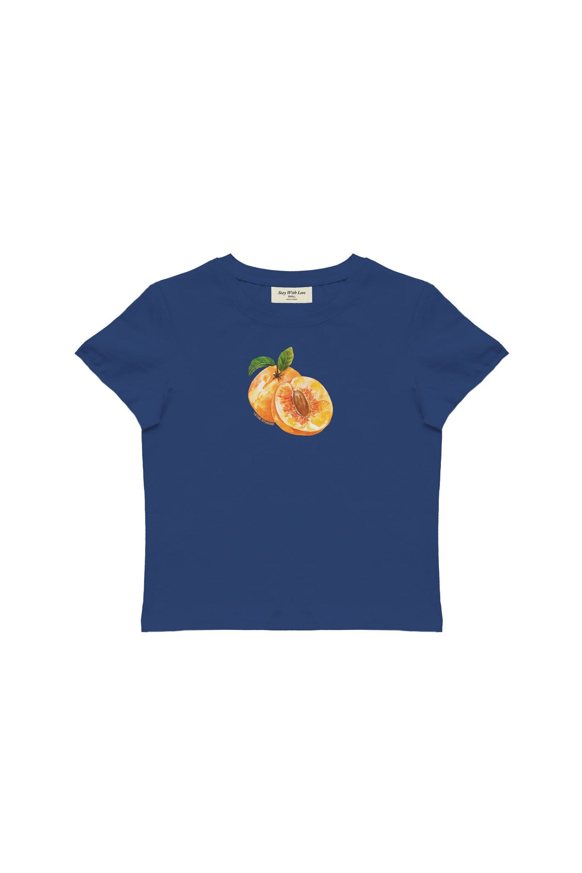 lethestudios Peach Baskılı, Meyve Desenli Baby Tee Crop Top