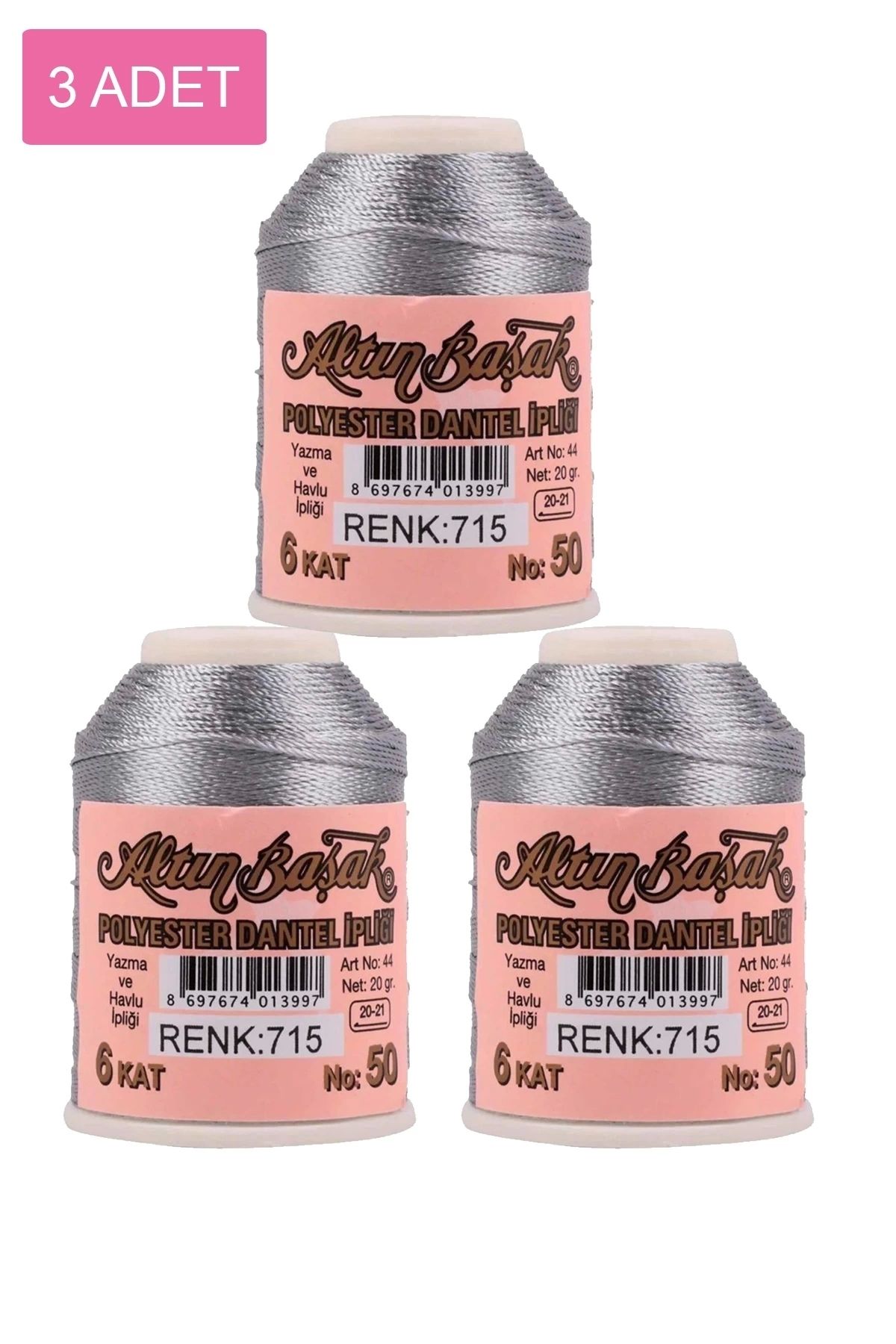 PRATİKOBA 3 Adet Altınbaşak Oya ve Dantel İpi 20 gr - Royaleks - No: 715