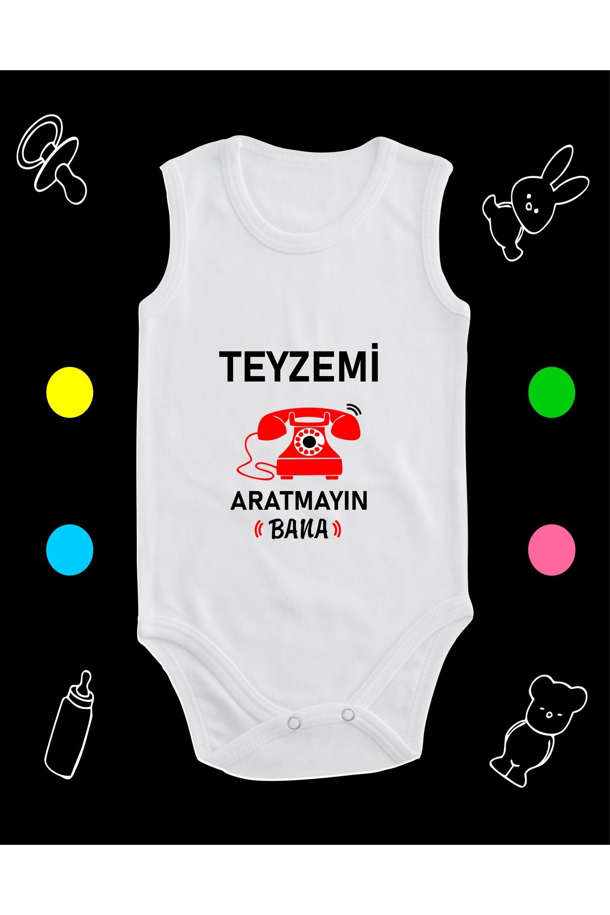 enmalife Pamuklu Teyzemi Aratmayın Nostalji Telefon Baskılı Penye Bebek Body Çıtçıtlı Badi Zıbın TABES 123